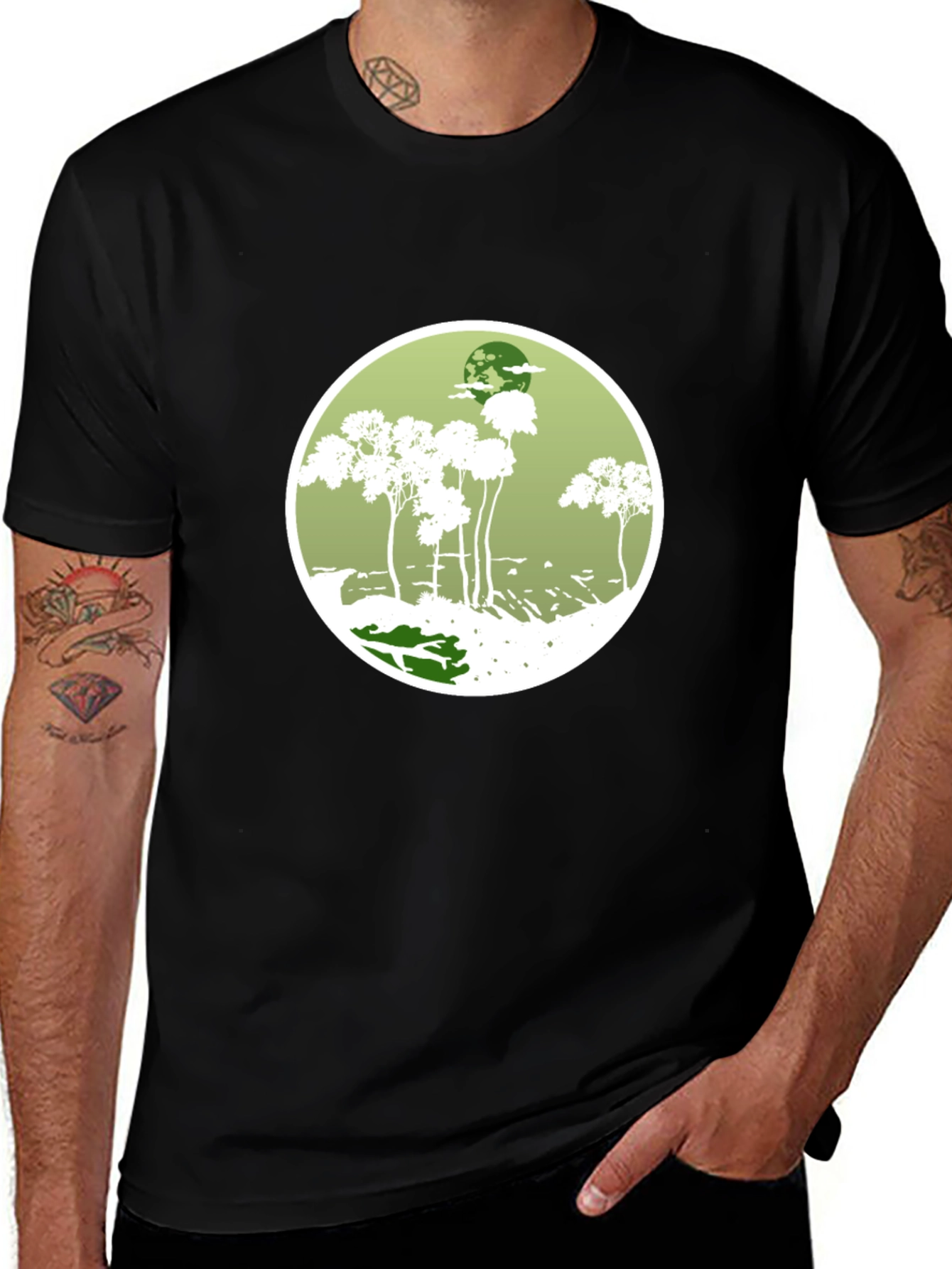 Variant 11 of Nature Scene Tee - Black Cotton Blend