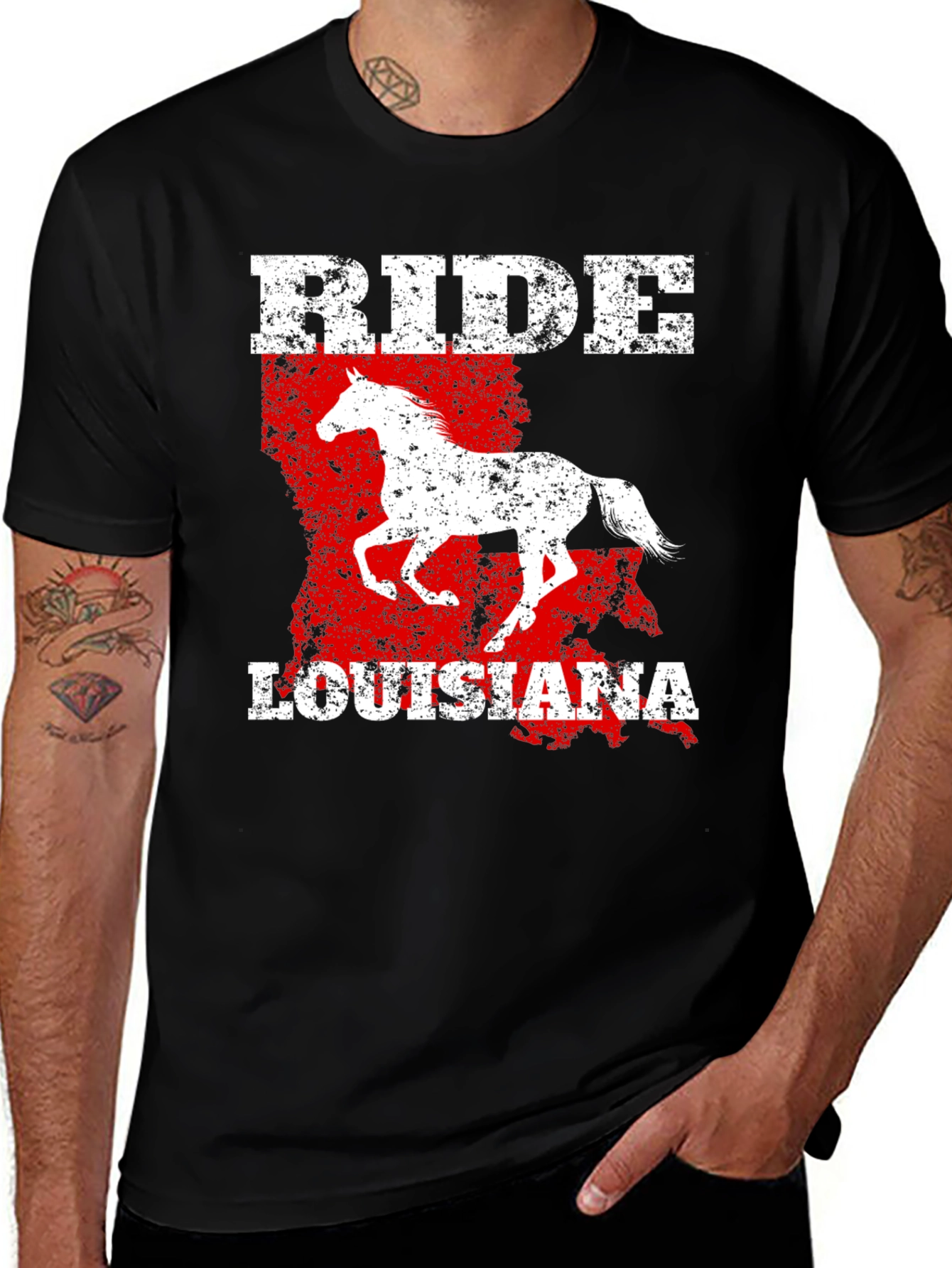 Variant 12 of Ride Louisiana Horse Graphic Tee