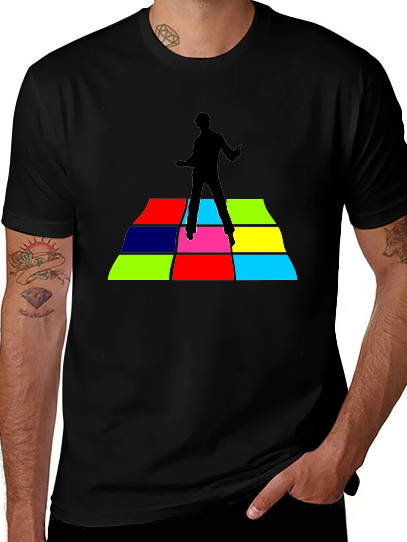 Variant 27 of Retro Dance Floor T-Shirt - Black