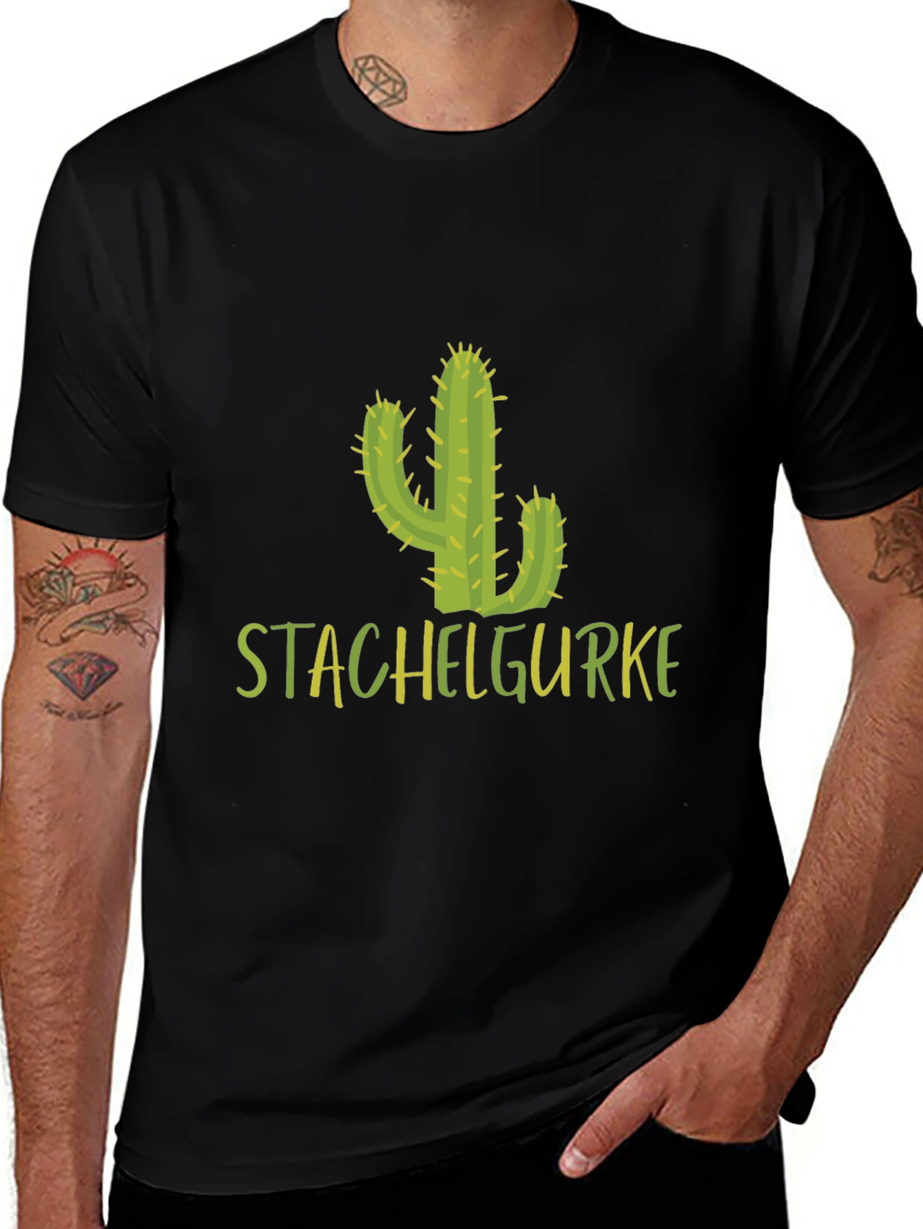 Variant 16 of Stachelgurke Cactus T-Shirt - Black Cotton Tee
