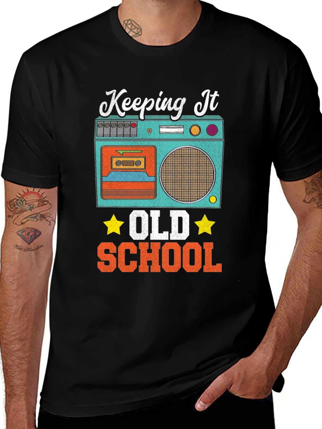 Variant 23 of Keeping It Old School Retro Boombox T-Shirt