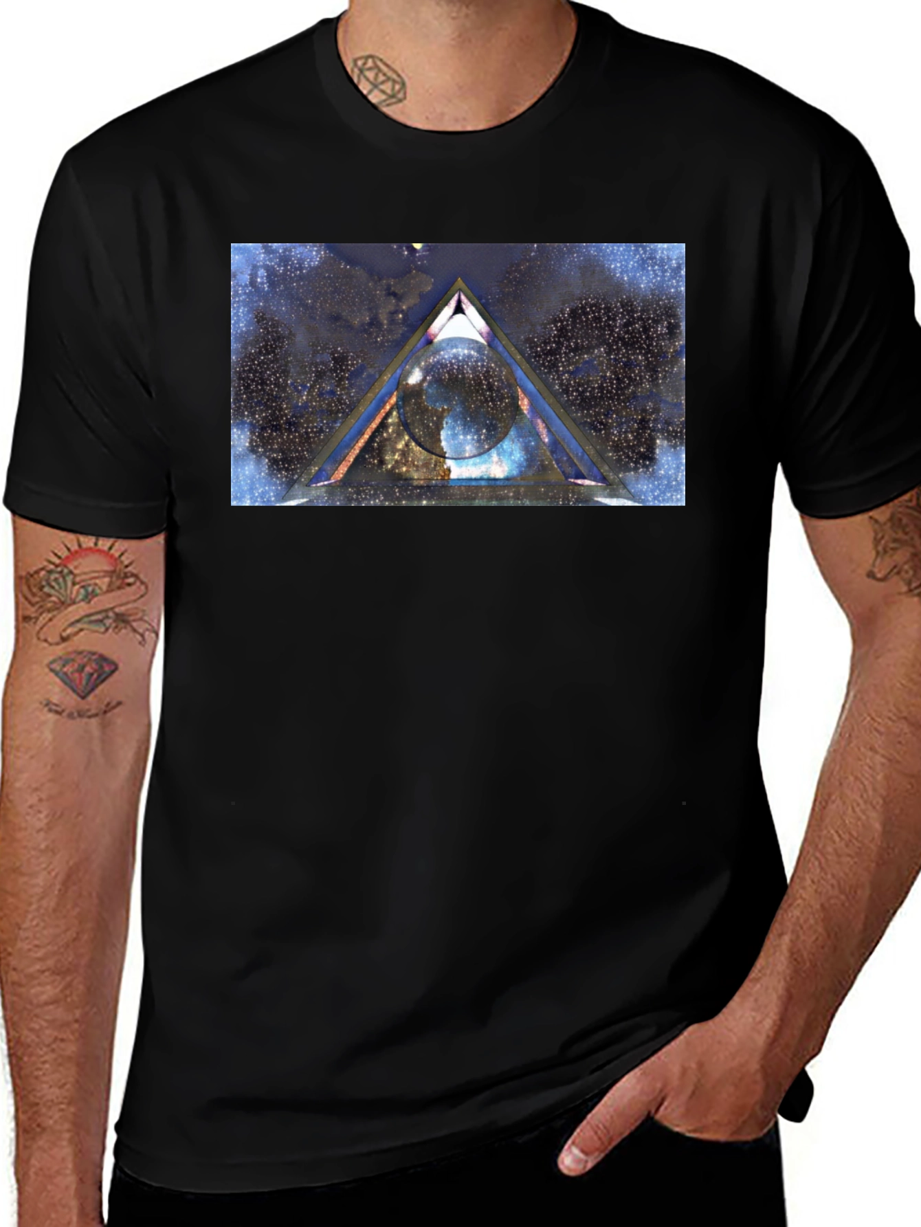 Variant 24 of Cosmic Triangle Graphic Tee - Black