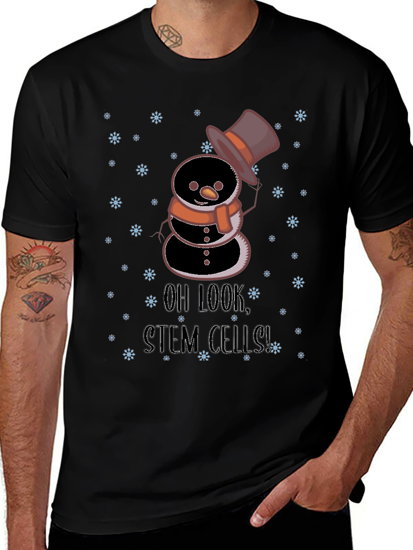 Variant 26 of Snowman Stem Cells Black T-Shirt