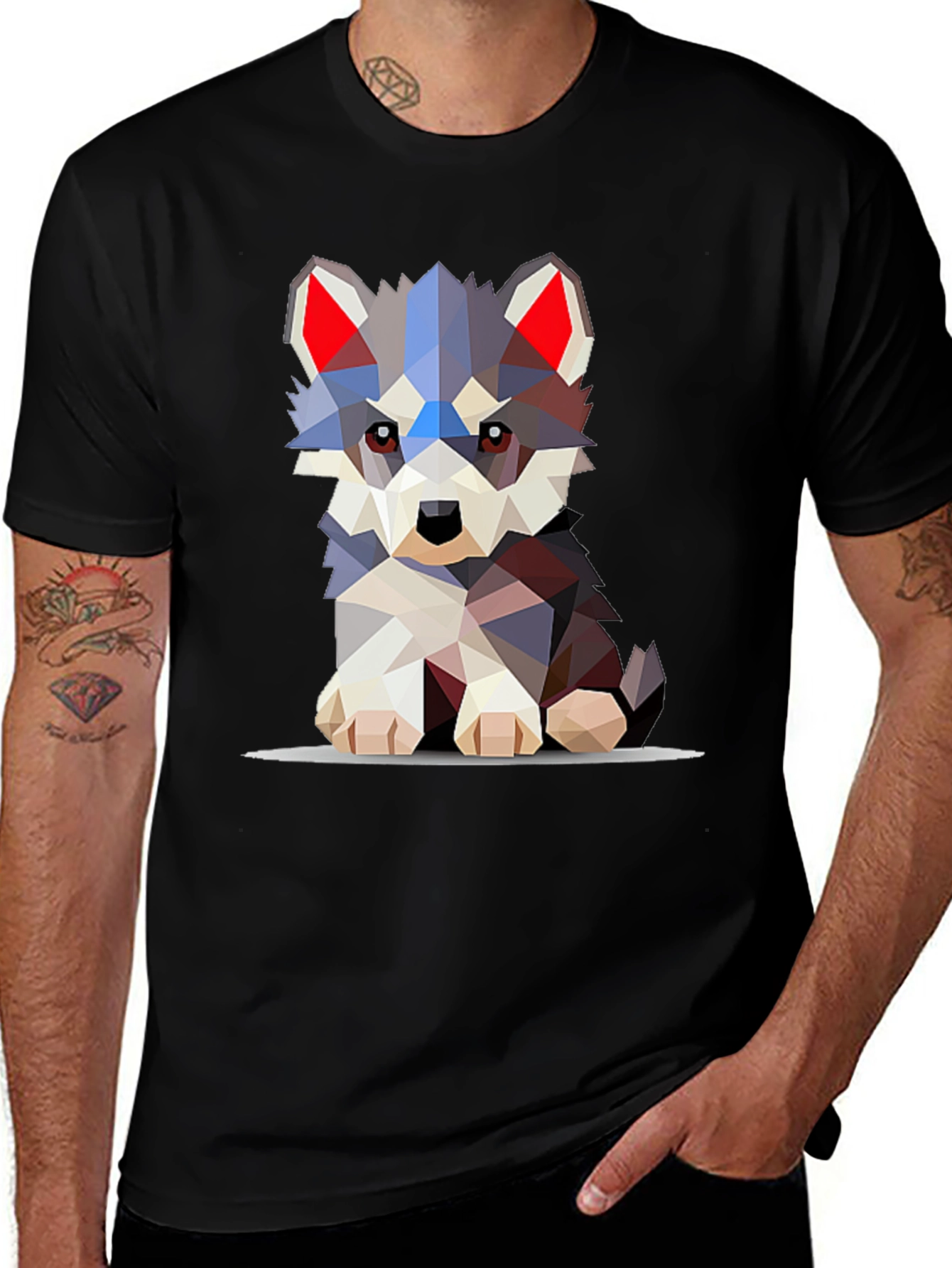 Variant 29 of Geometric Wolf Puppy T-Shirt