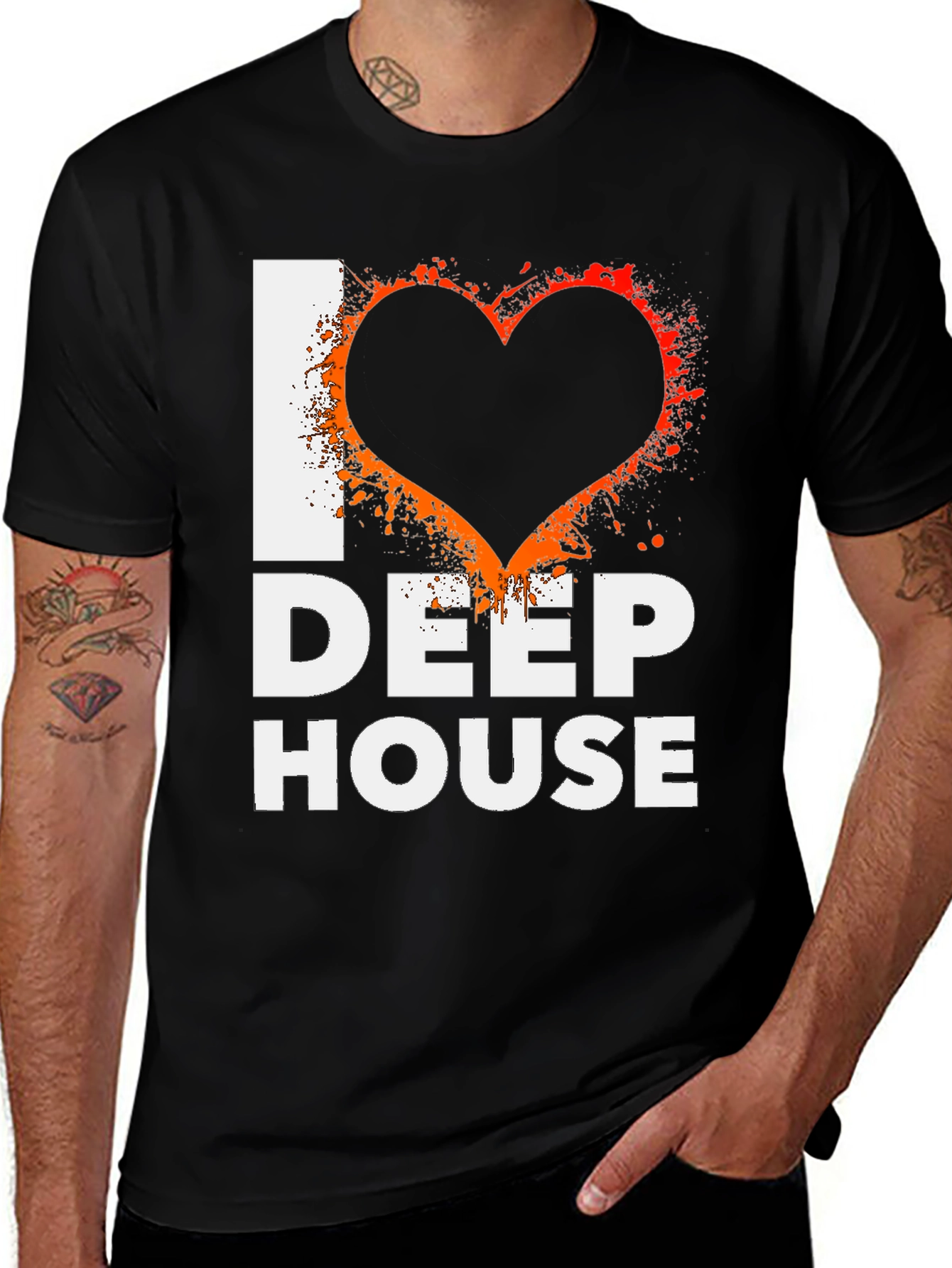 I Love Deep House Black Graphic Tee
