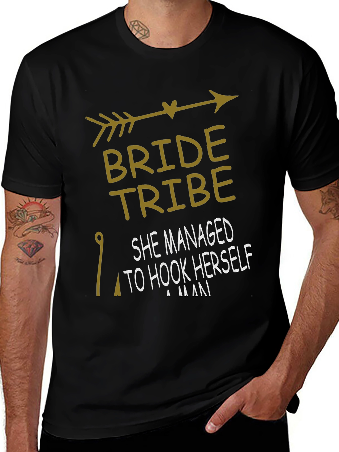 Variant 20 of Bride Tribe T-Shirt: She Hooked Herself A Man