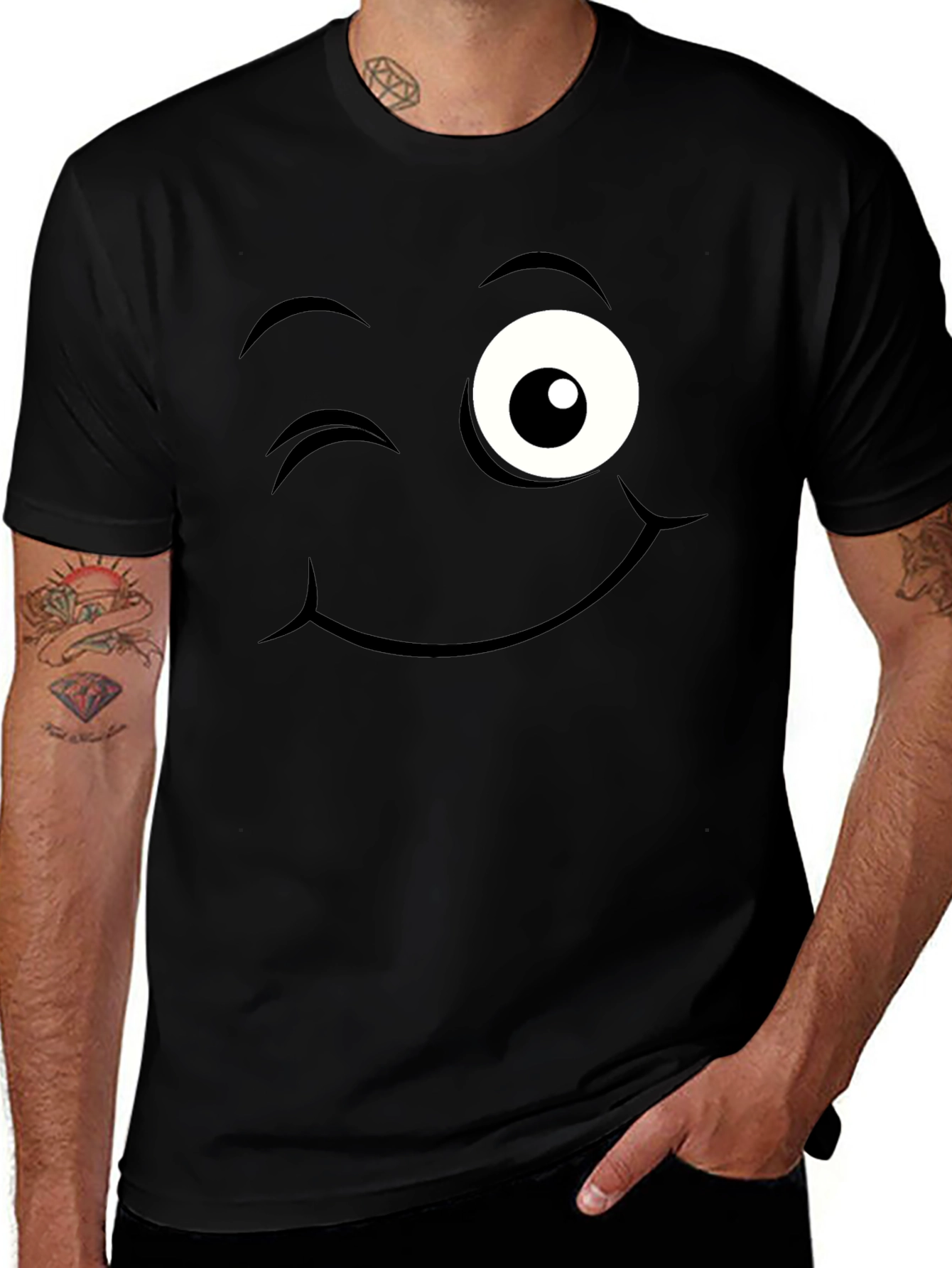 Variant 2 of Winking Face Graphic Tee - Black