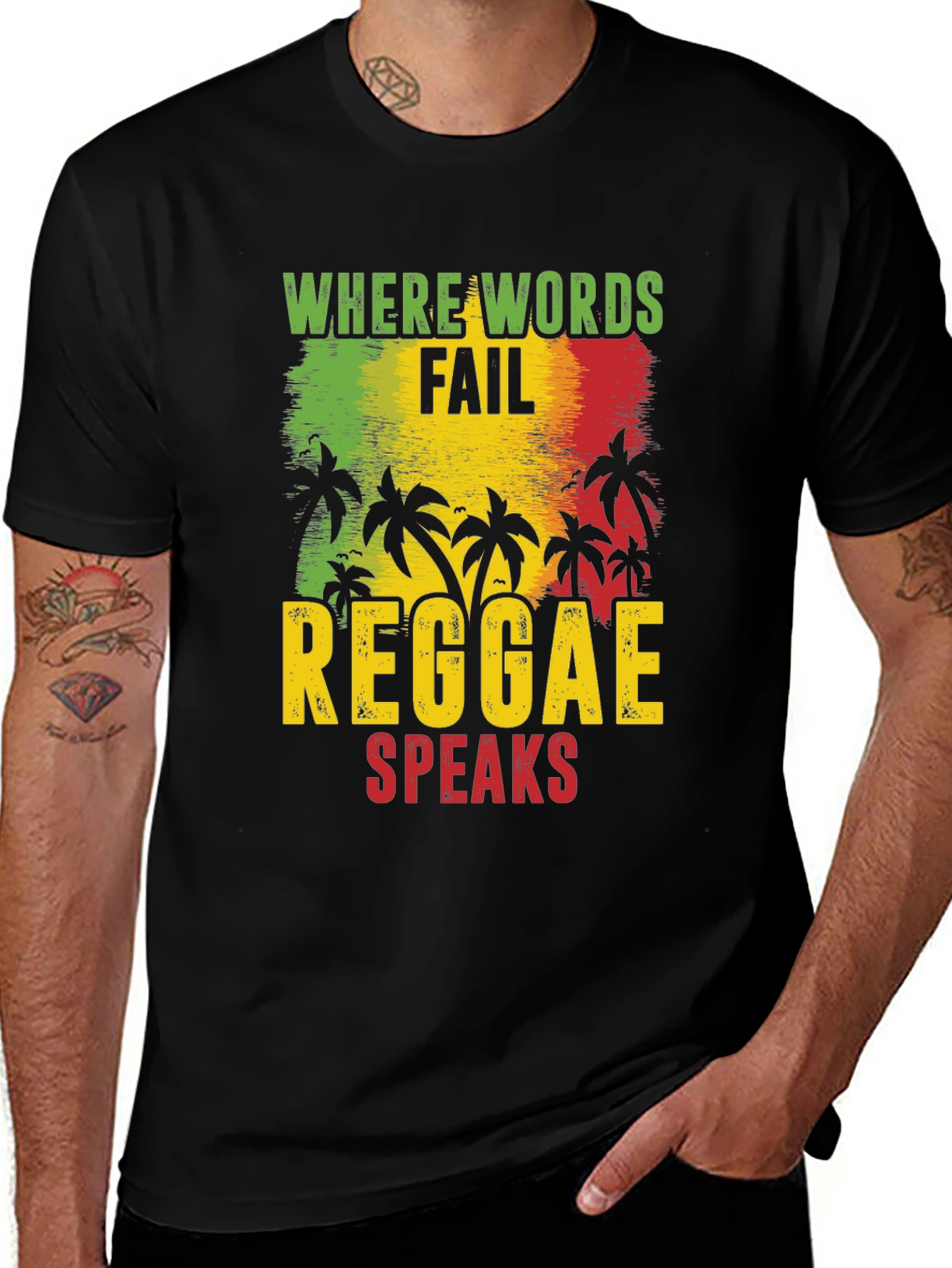 Variant 3 of Reggae Speaks Graphic Tee - Rastafarian Inspired T-Shirt