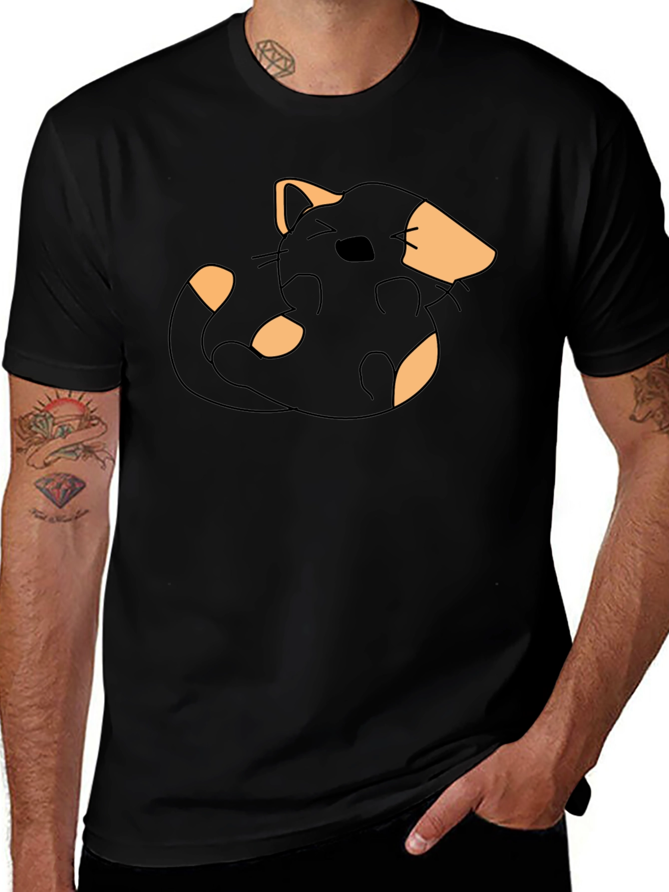 Variant 12 of Black Cat Graphic Tee - Unique Design