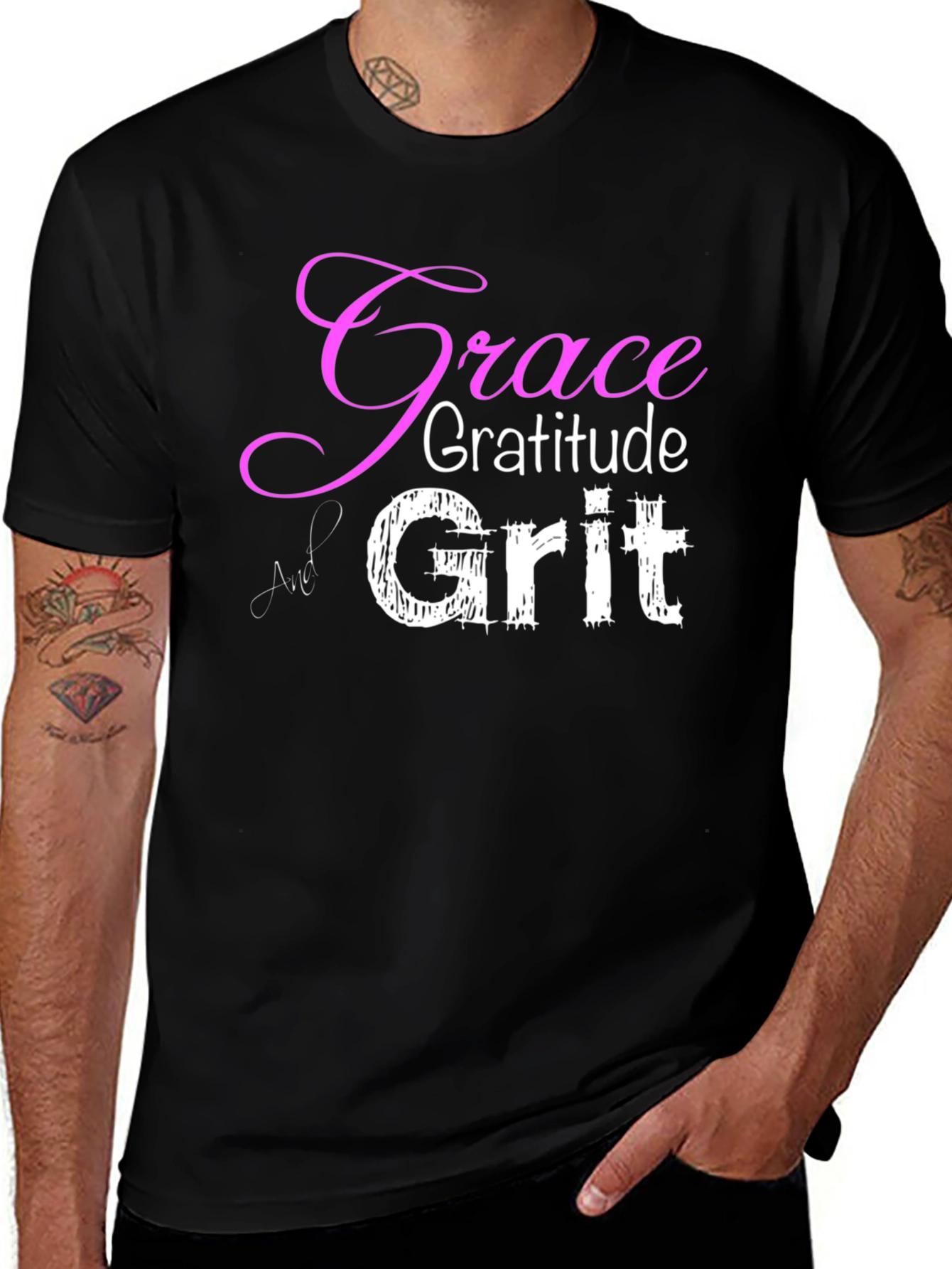 Grace Gratitude Grit T-Shirt - Inspirational Design