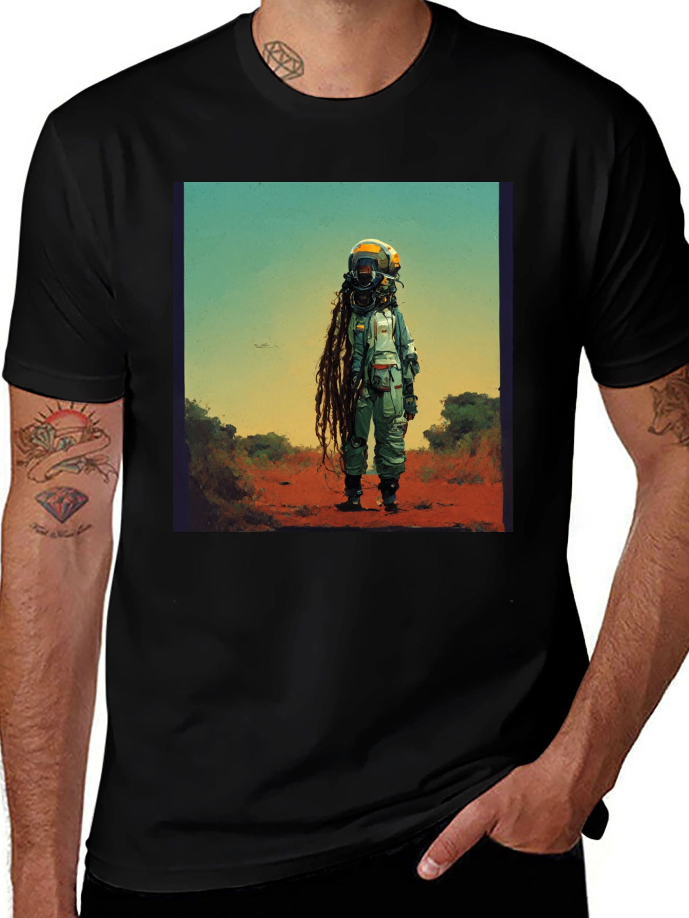 Variant 8 of Astronaut Dreadlocks Graphic Tee
