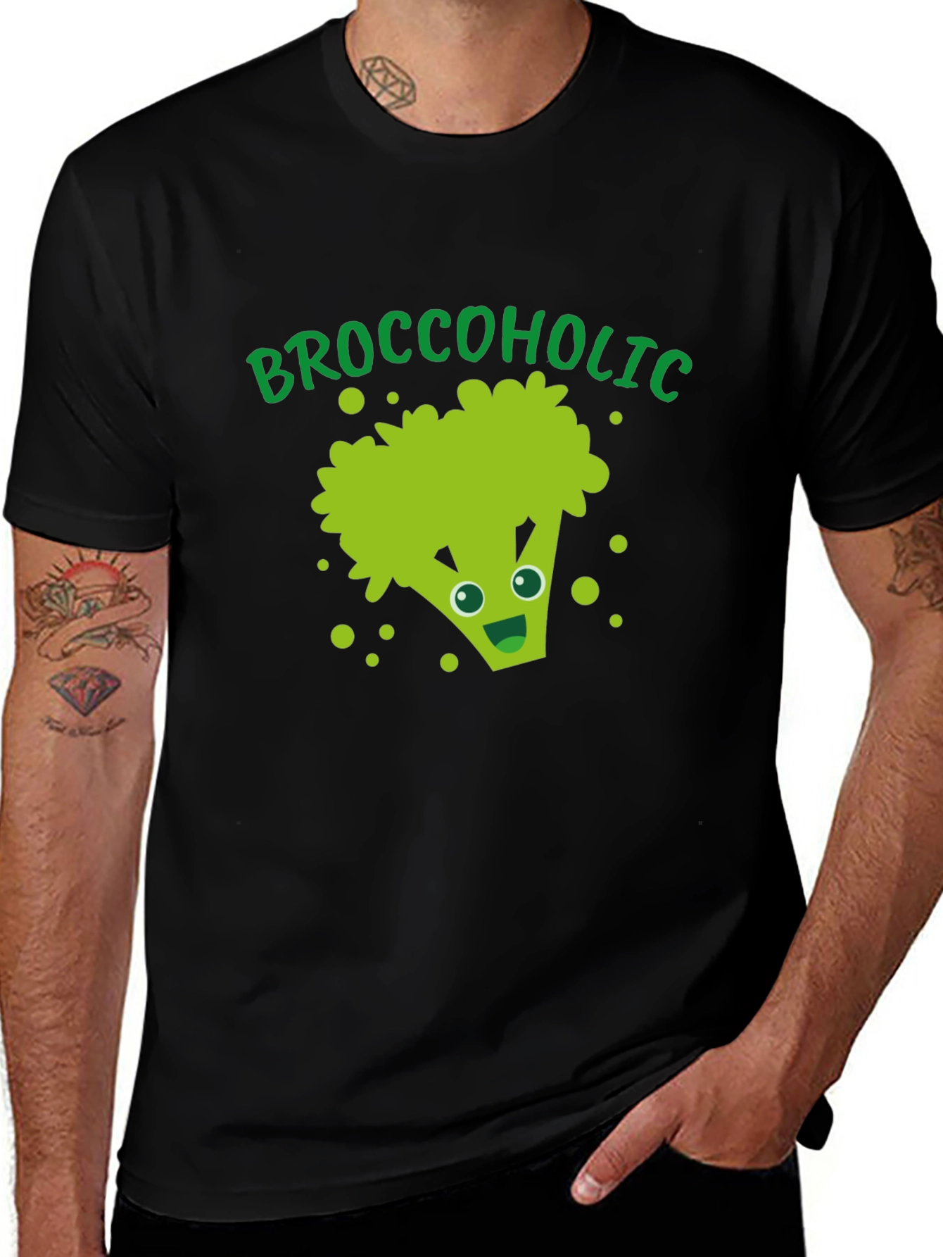 Broccoholic Black Graphic T-Shirt