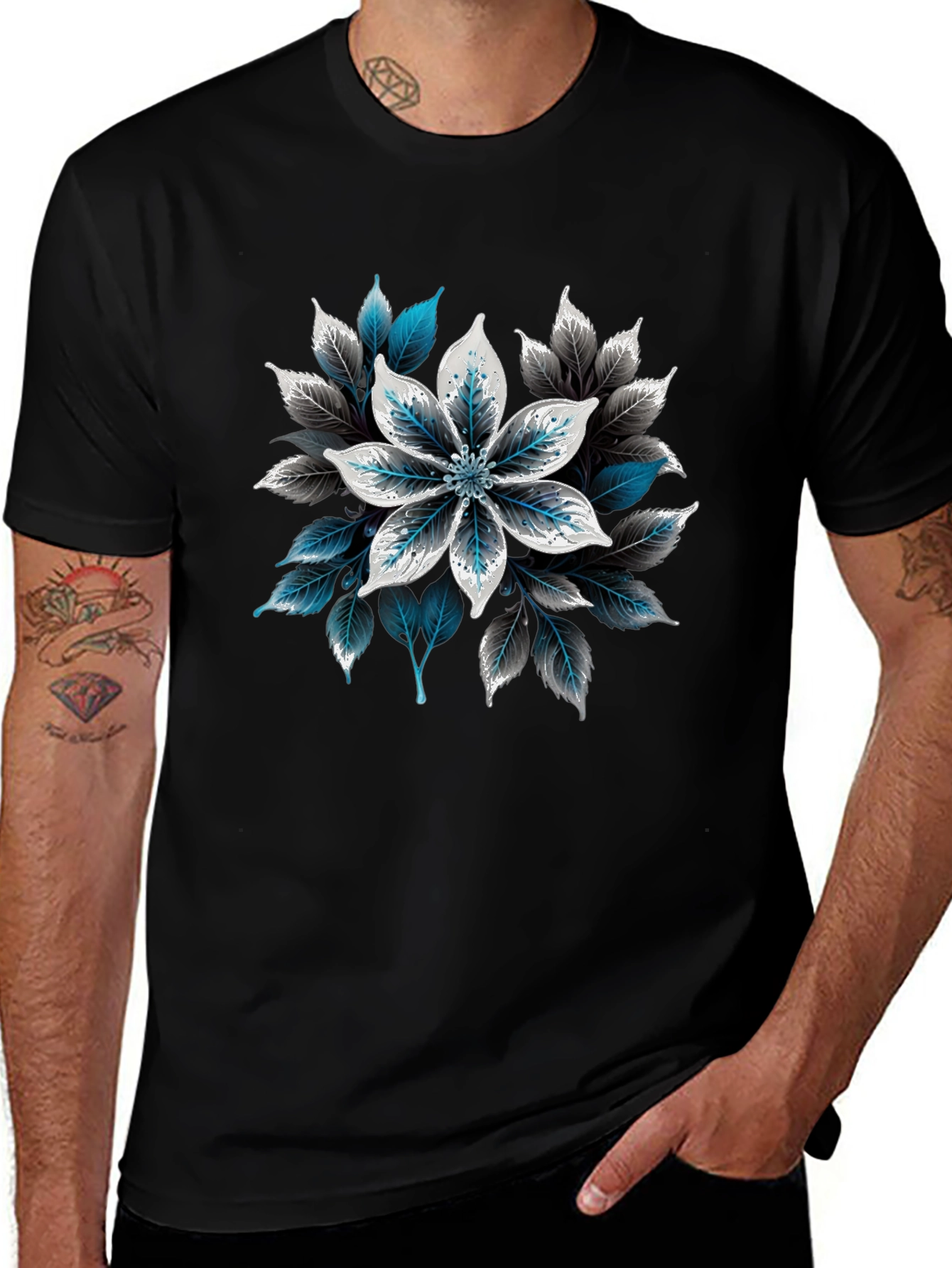 Variant 23 of Floral Graphic Print Tee - Black