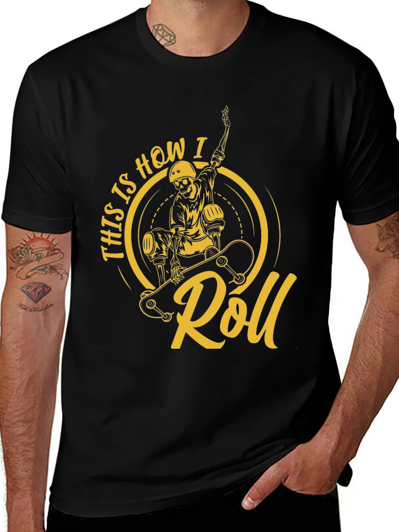 Variant 13 of Skateboarding Skeleton T-Shirt - "This is How I Roll"