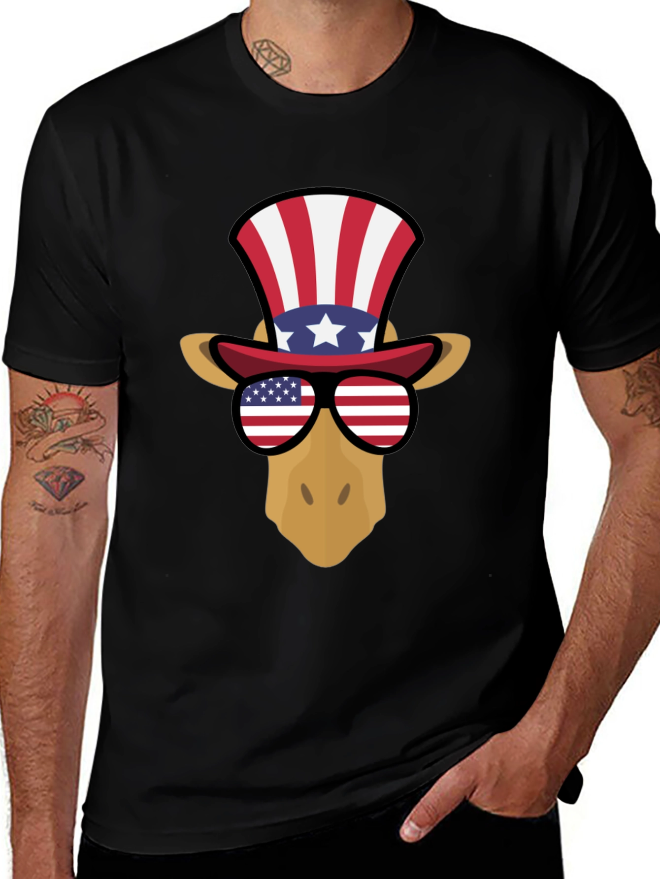 Variant 4 of Patriotic Giraffe T-Shirt - USA Pride