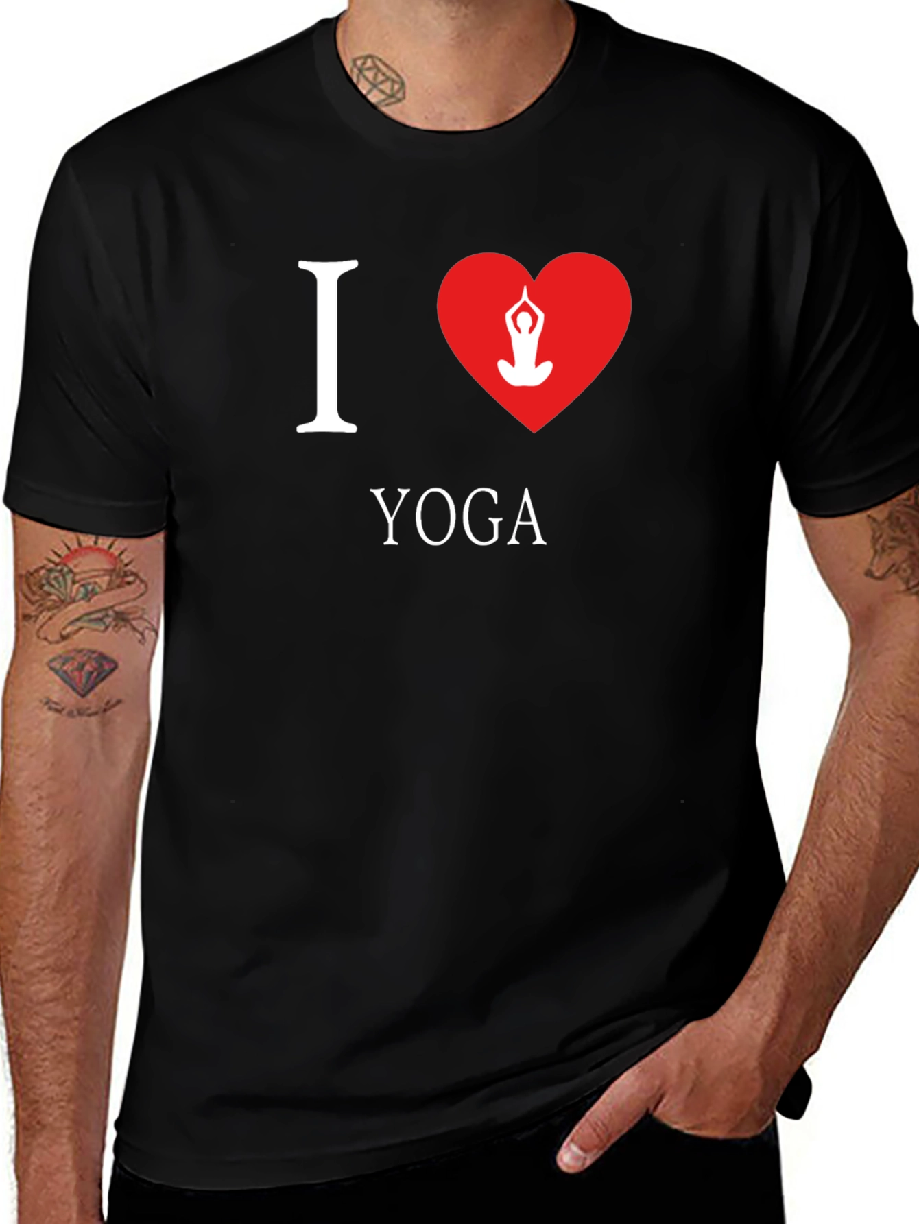 Variant 5 of I Love Yoga T-Shirt Black Cotton Casual Graphic Tee