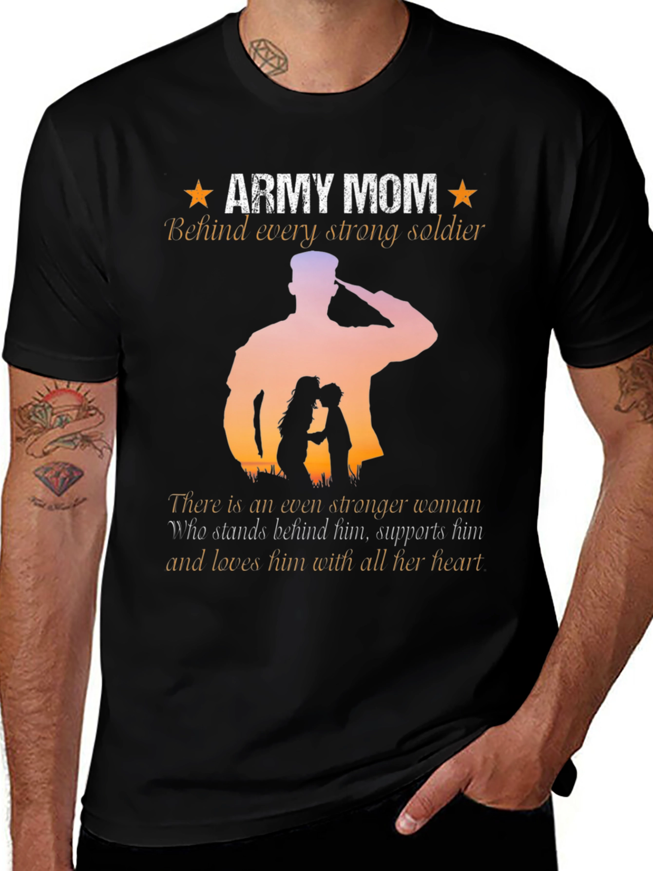 Army Mom T-Shirt - Strong Soldier Silhouette
