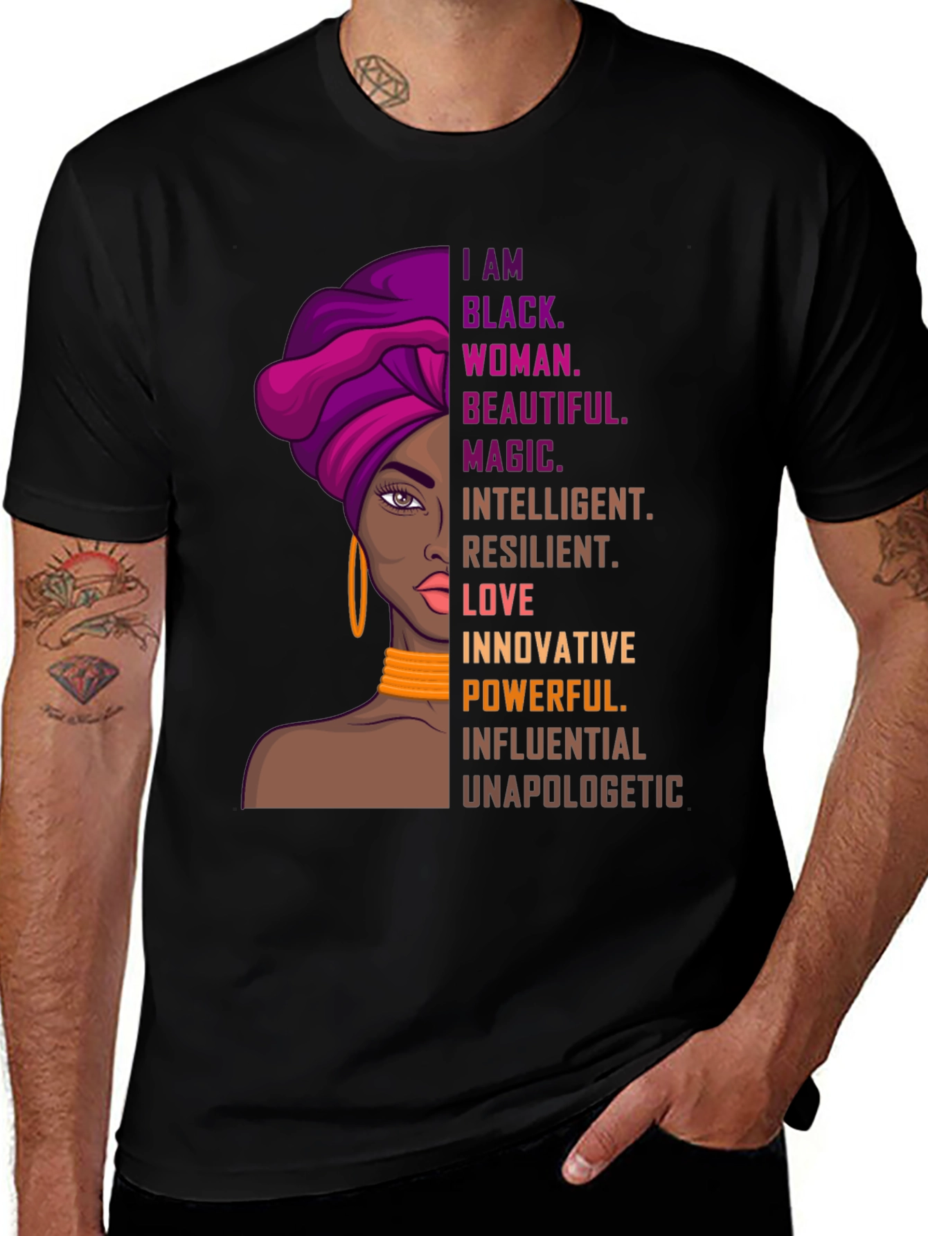 Empowered Black Woman Graphic Tee - I AM Black Woman T-Shirt