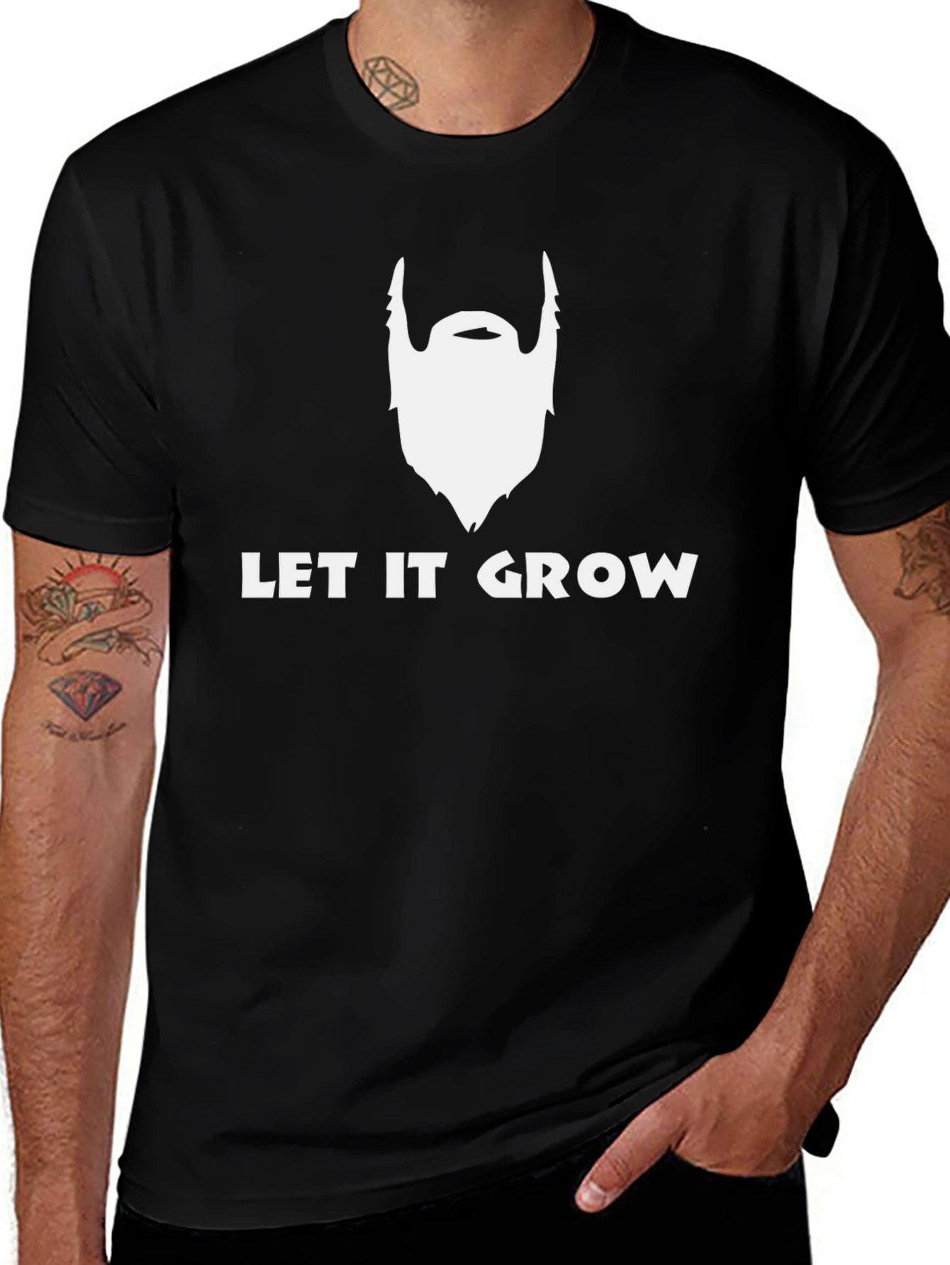 Variant 12 of Let It Grow Beard Graphic Tee - Black