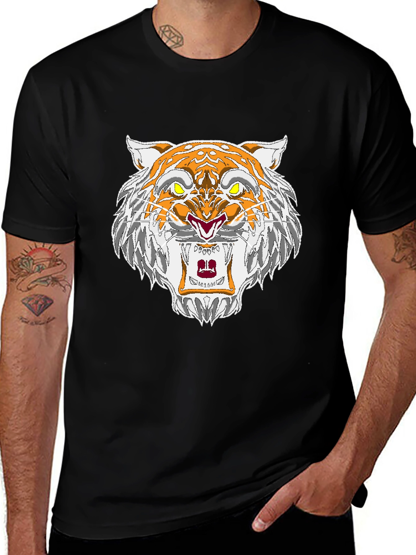 Variant 25 of Roaring Tiger Graphic Tee - Black Cotton T-Shirt