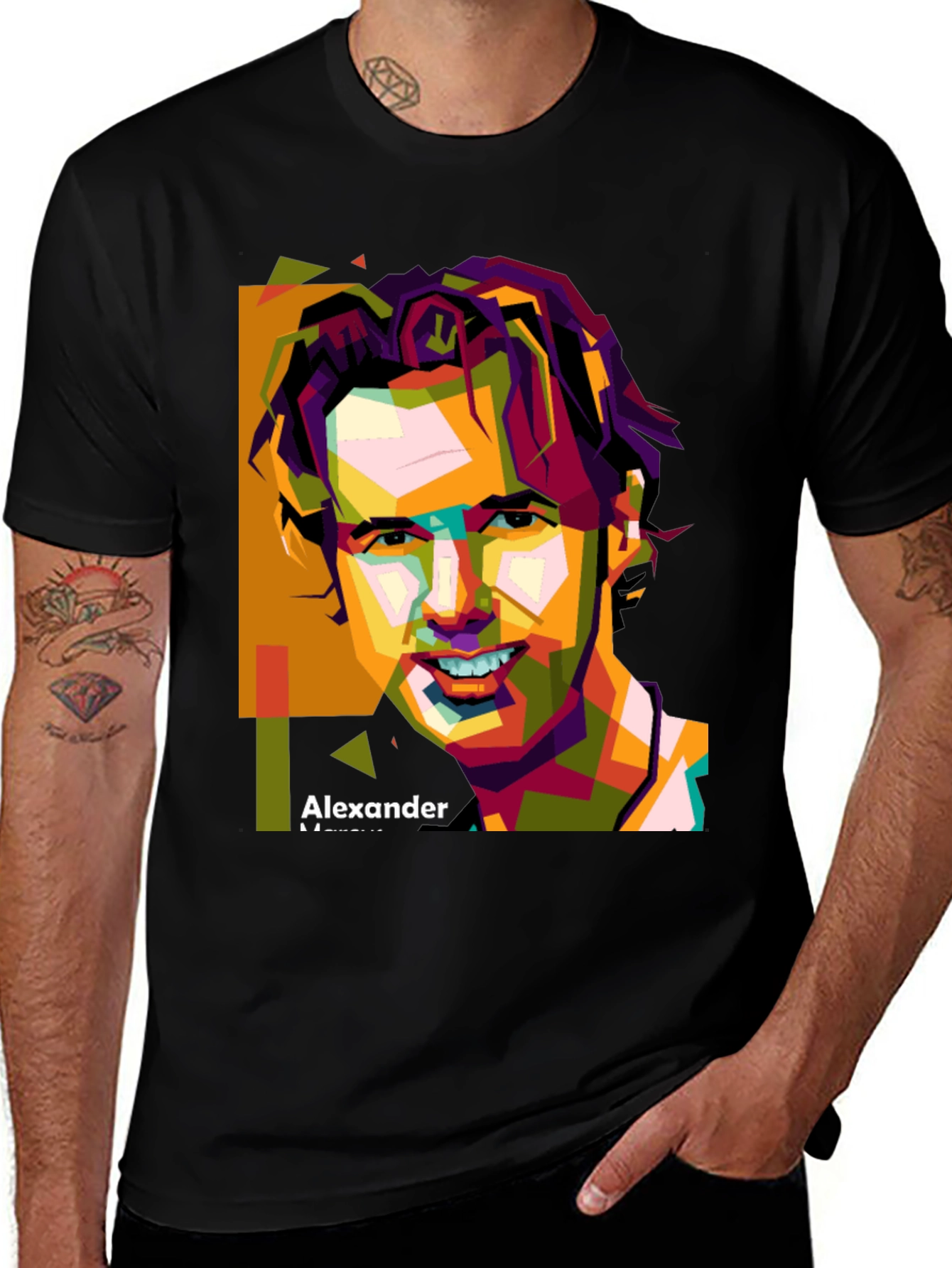 Variant 13 of Alexander Pop Art Black T-Shirt