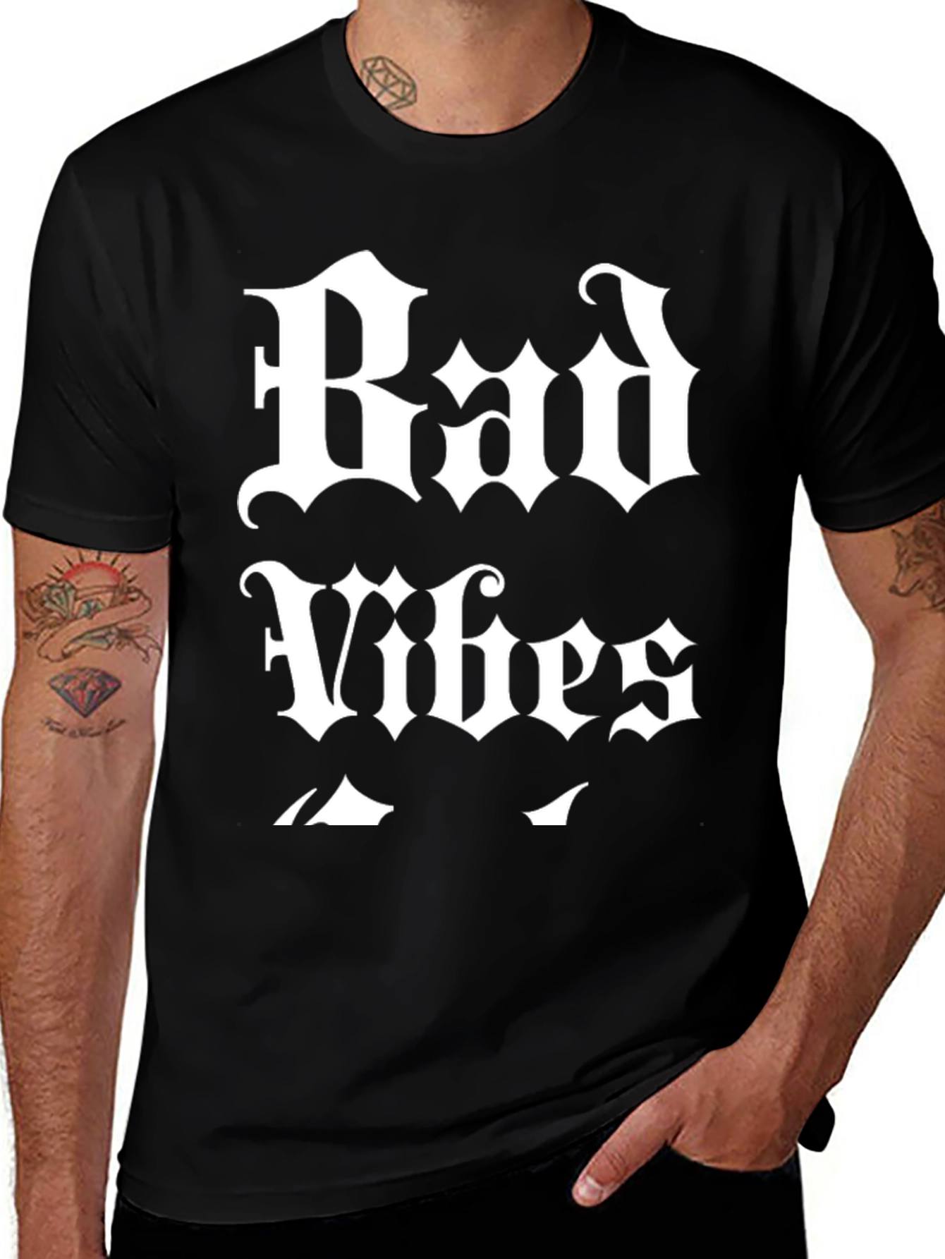 Variant 27 of Bad Vibes Graphic T-Shirt - Men's Black Tee