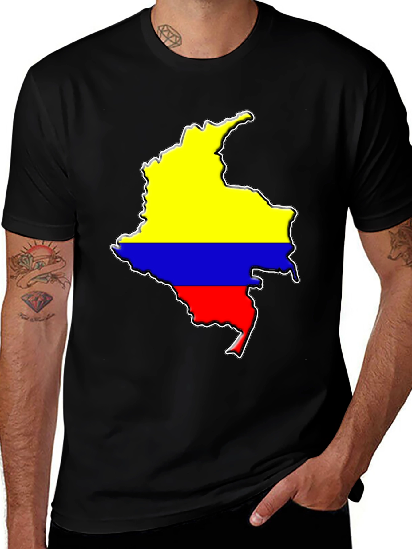 Colombia Flag Map Graphic Men's T-Shirt