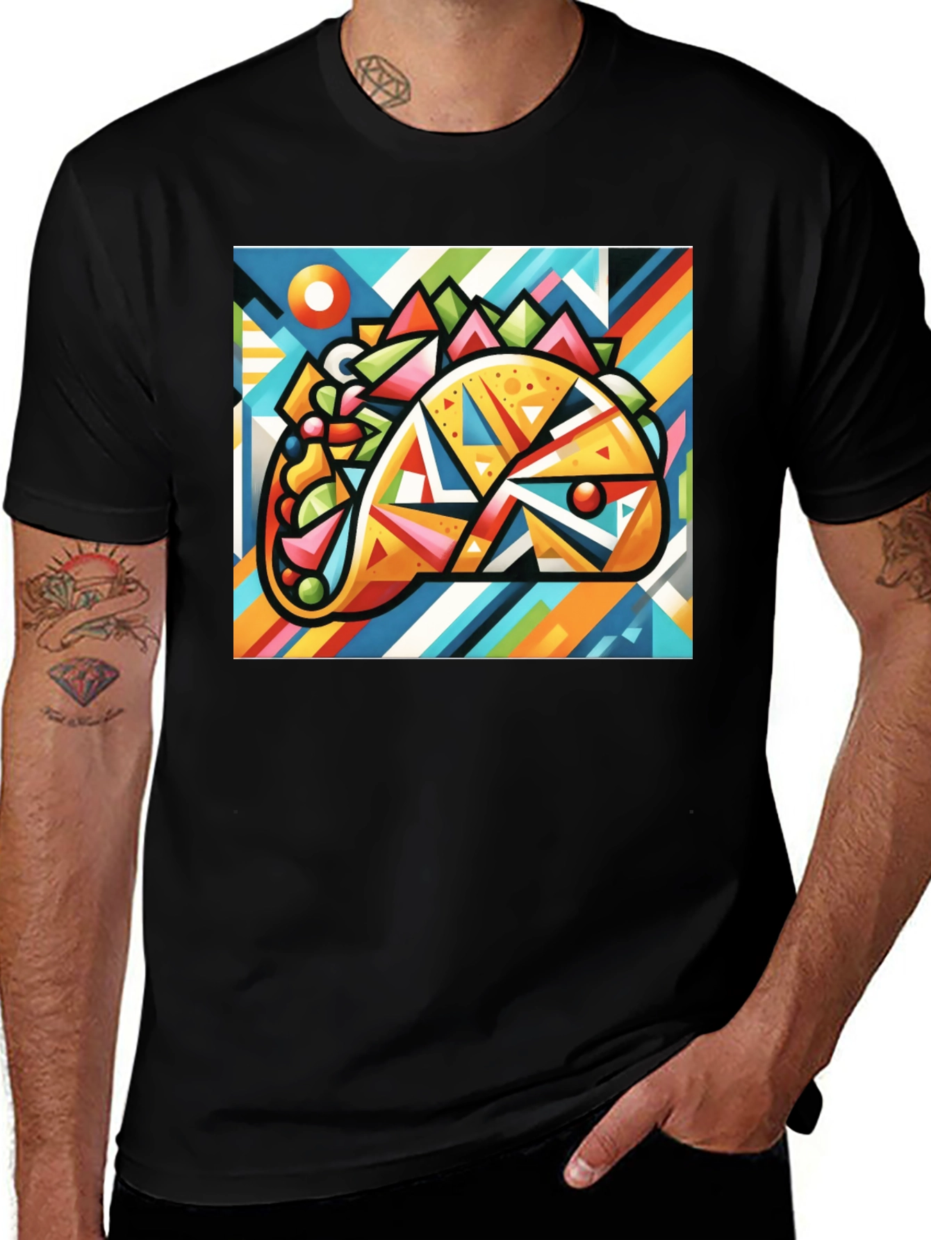 Variant 26 of Abstract Taco Graphic Black T-Shirt