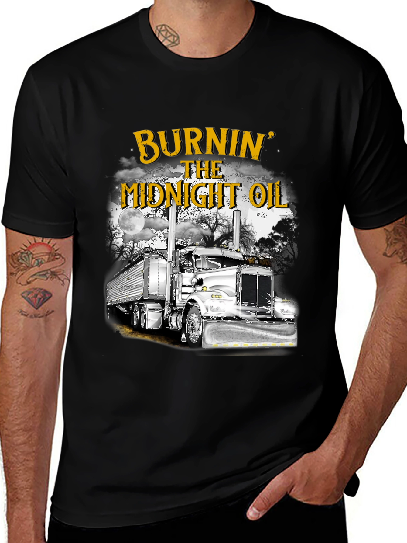 Burnin' the Midnight Oil Trucker T-Shirt