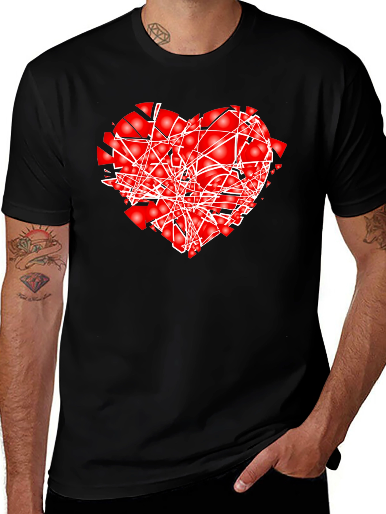 Variant 21 of Shattered Heart Graphic Black T-Shirt