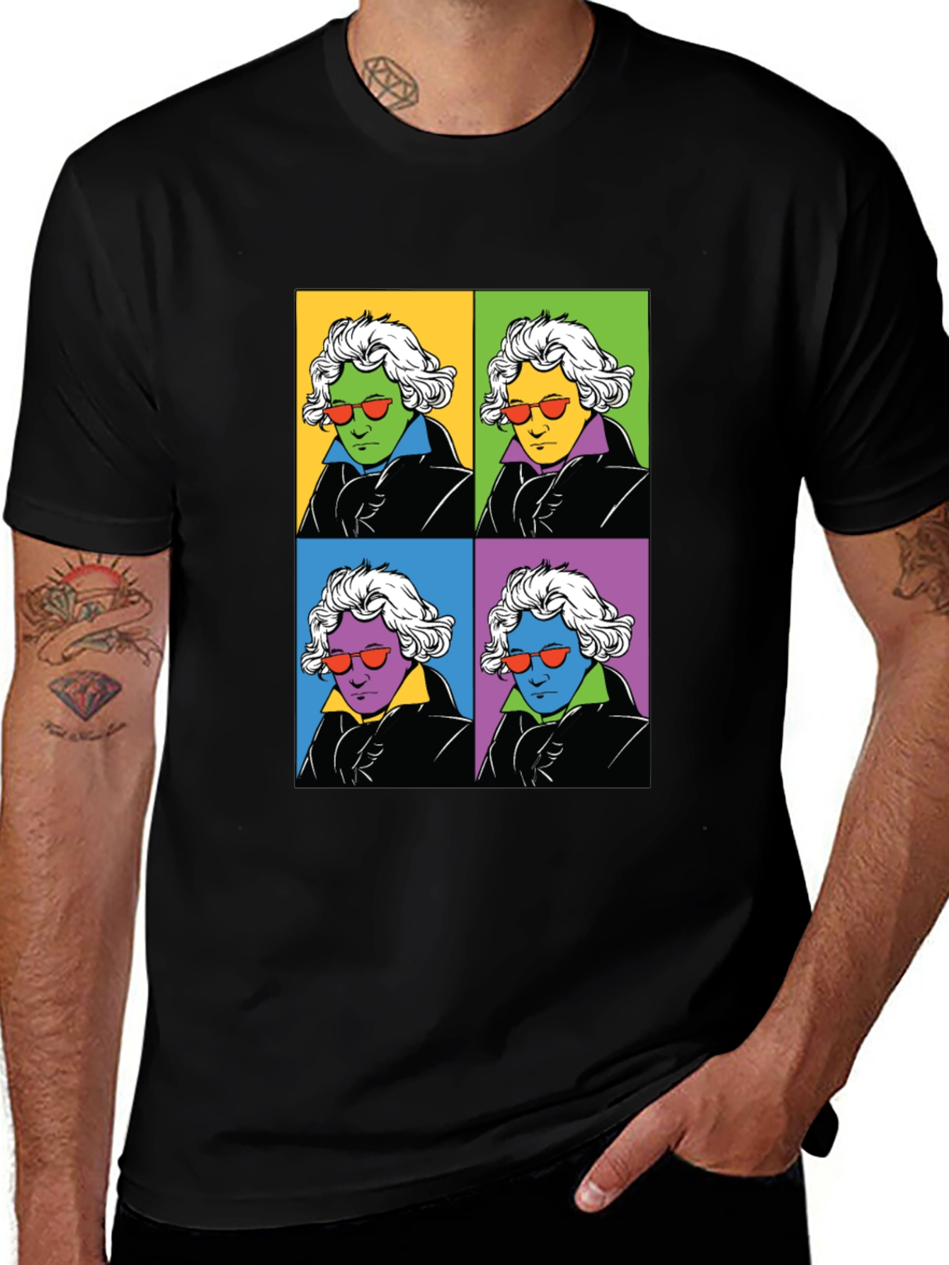 Variant 2 of Pop Art Beethoven Graphic Tee - Black