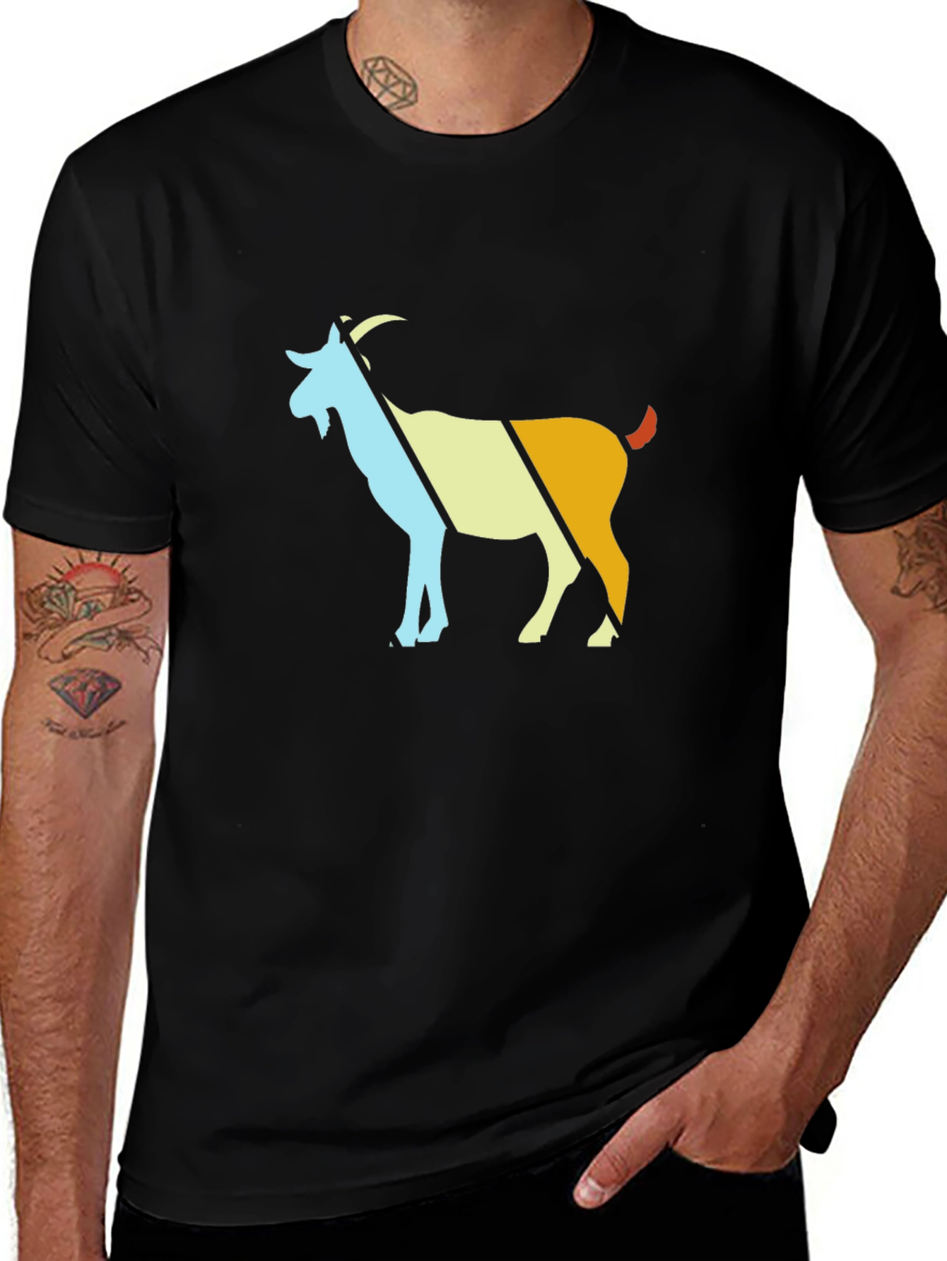 Variant 16 of Retro Goat Graphic T-Shirt - Black