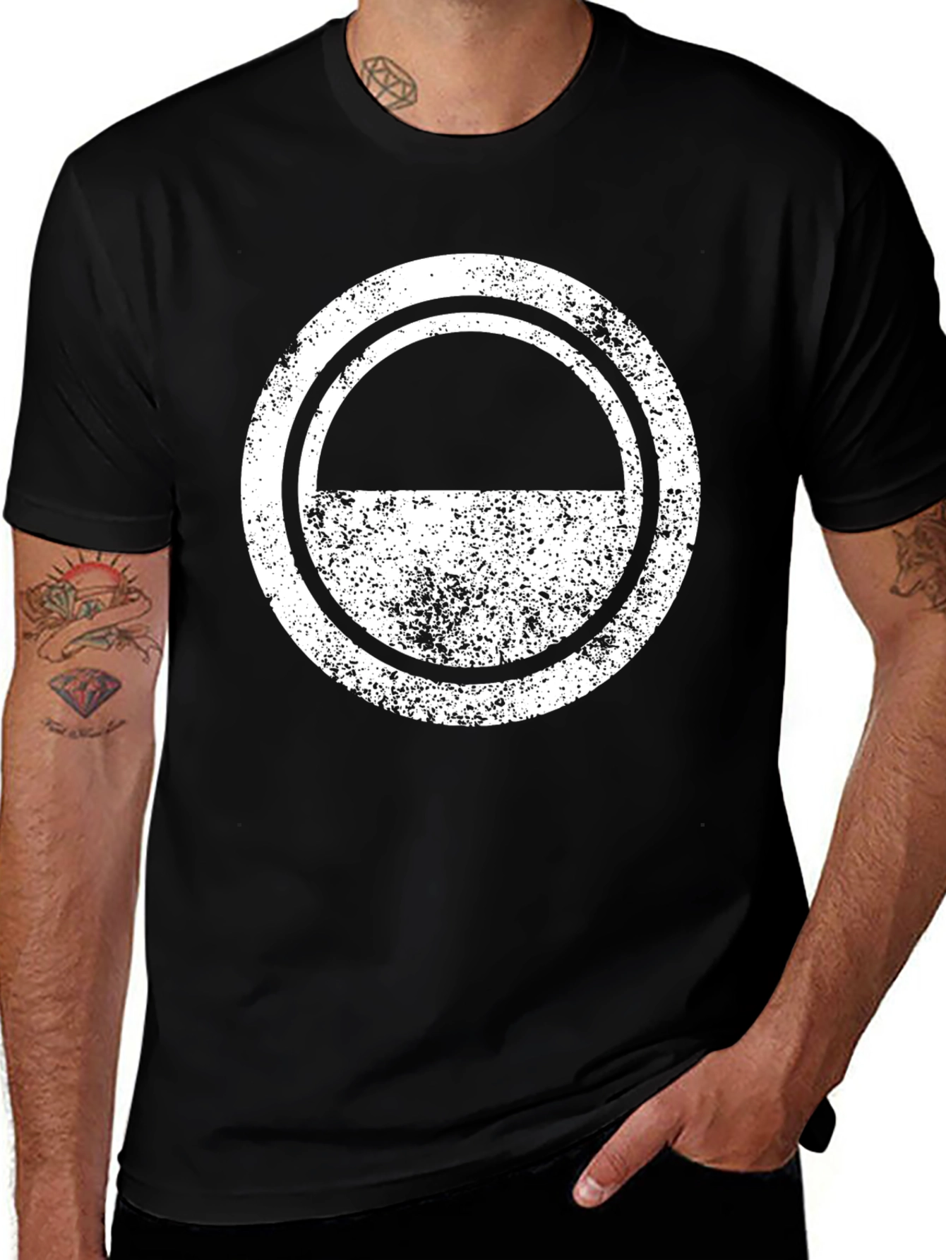 Variant 12 of Distressed Circle Graphic Tee - Black