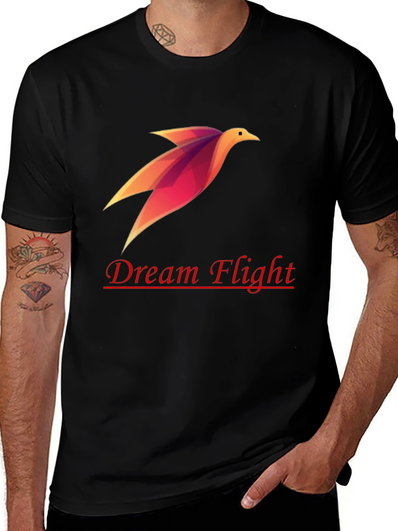 Variant 8 of Dream Flight Black Tee - Stylish Graphic Bird