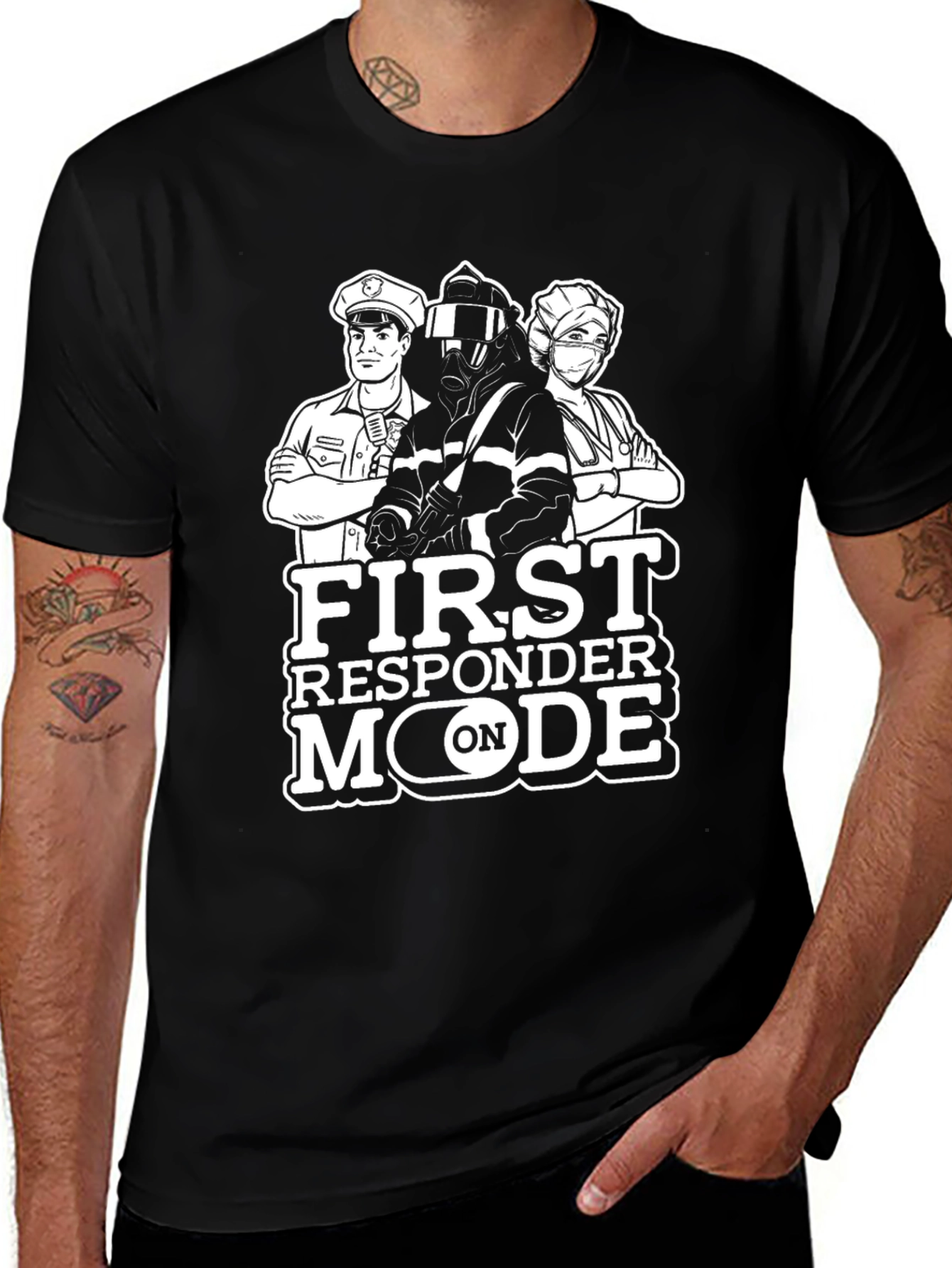 First Responder Mode Black Graphic T-Shirt
