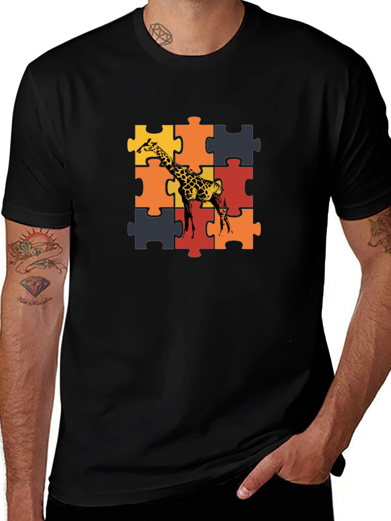 Variant 10 of Giraffe Puzzle T-Shirt - Stylish Animal Tee