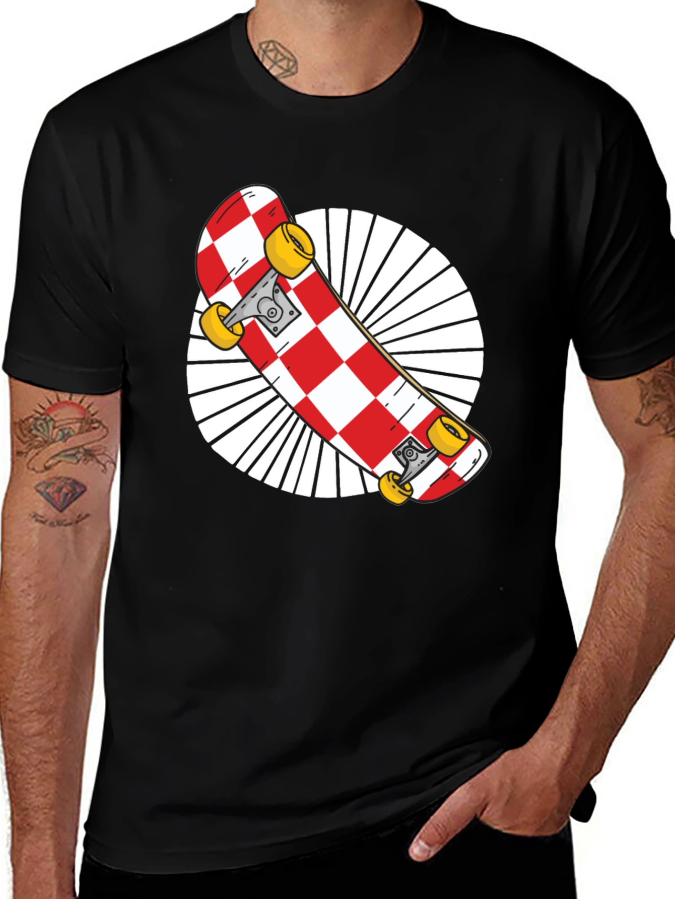 Variant 5 of Checkerboard Skateboard Graphic Tee