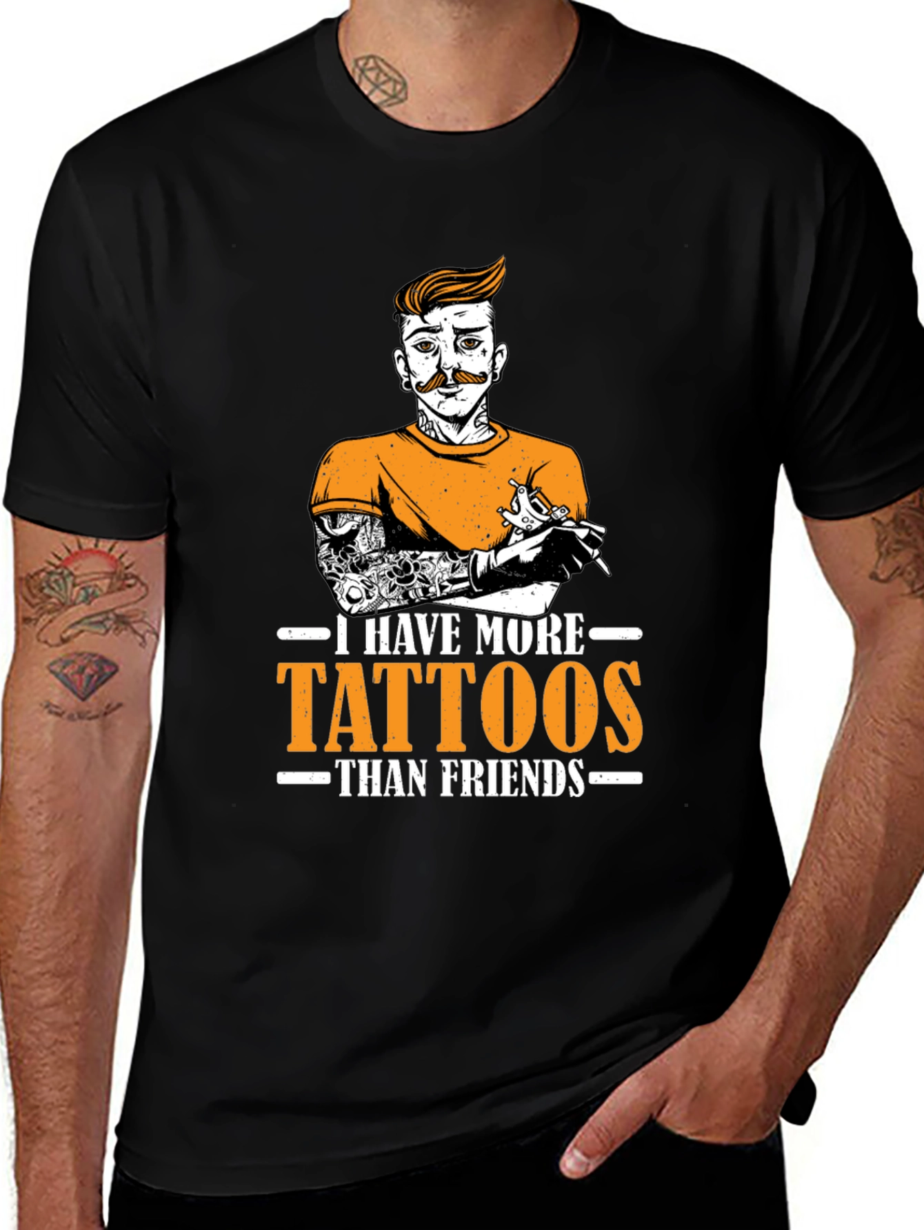 Variant 6 of Tattoo Artist Graphic Tee - I Have More Tattoos Than Friends T-Shirt