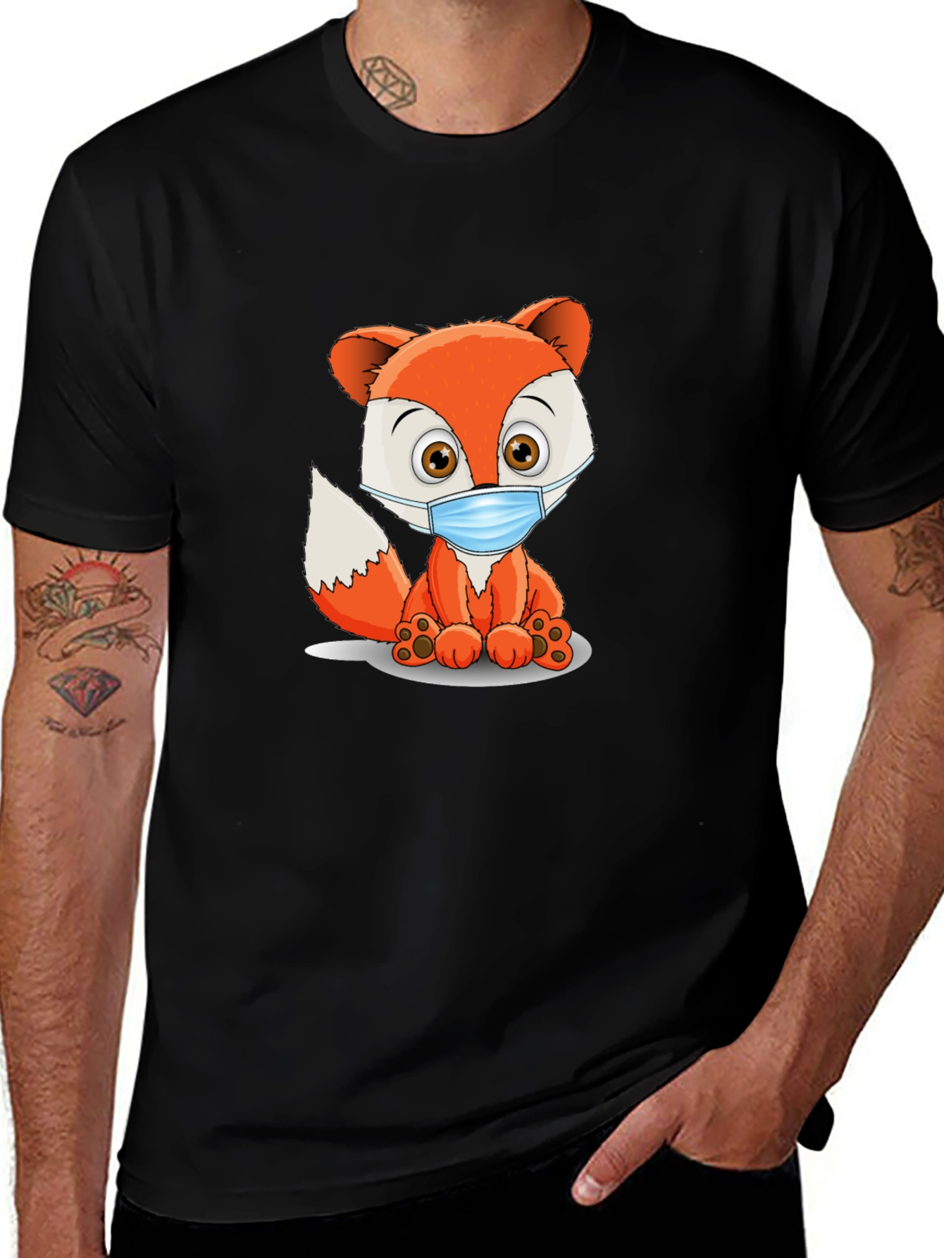 Variant 6 of Fox Wearing Mask Graphic T-Shirt