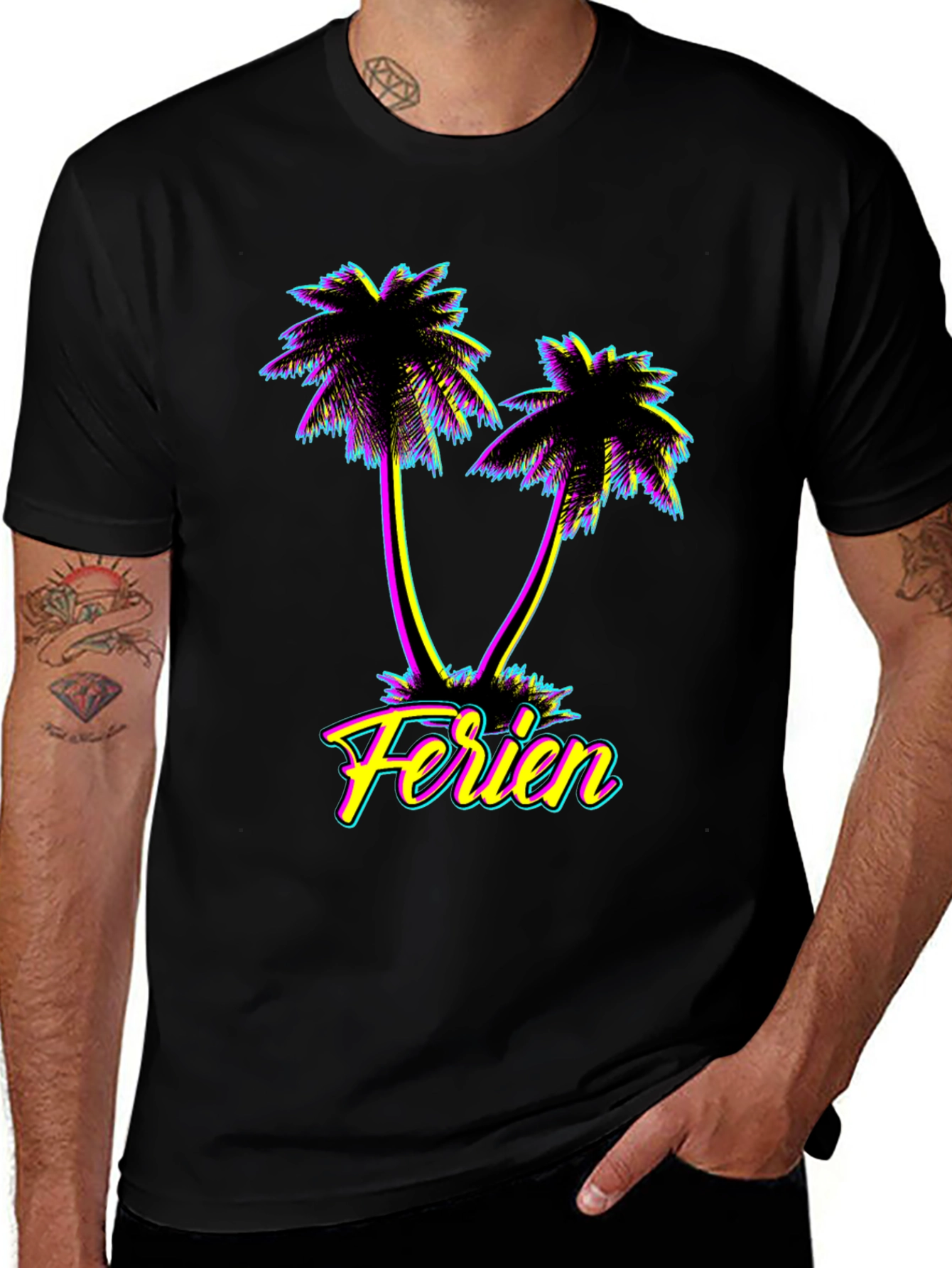 Variant 12 of Retro Ferien Palm Tree T-Shirt