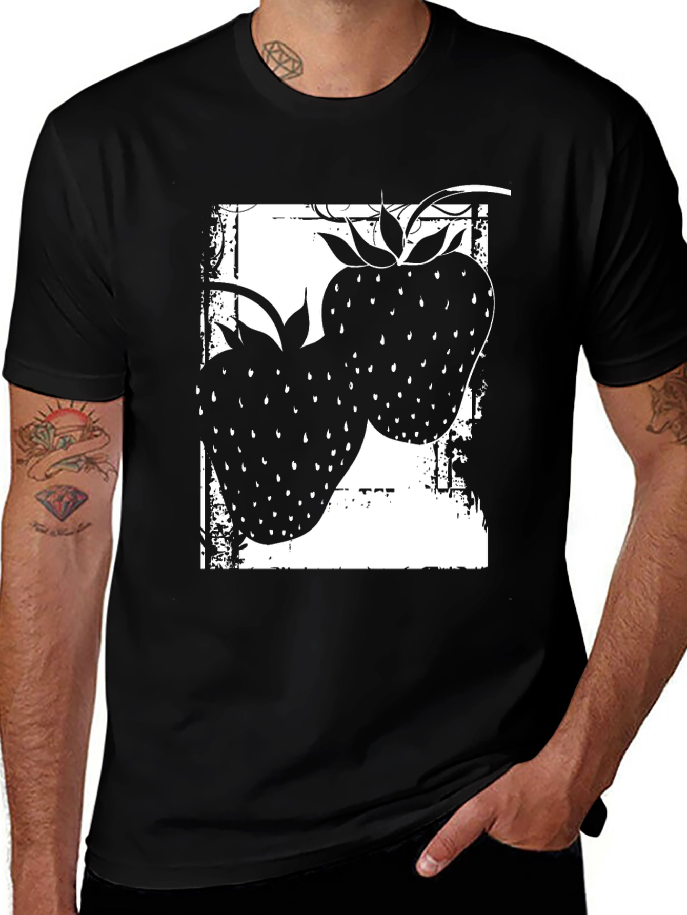 Variant 7 of Strawberry Graphic Tee - Black Unisex T-Shirt