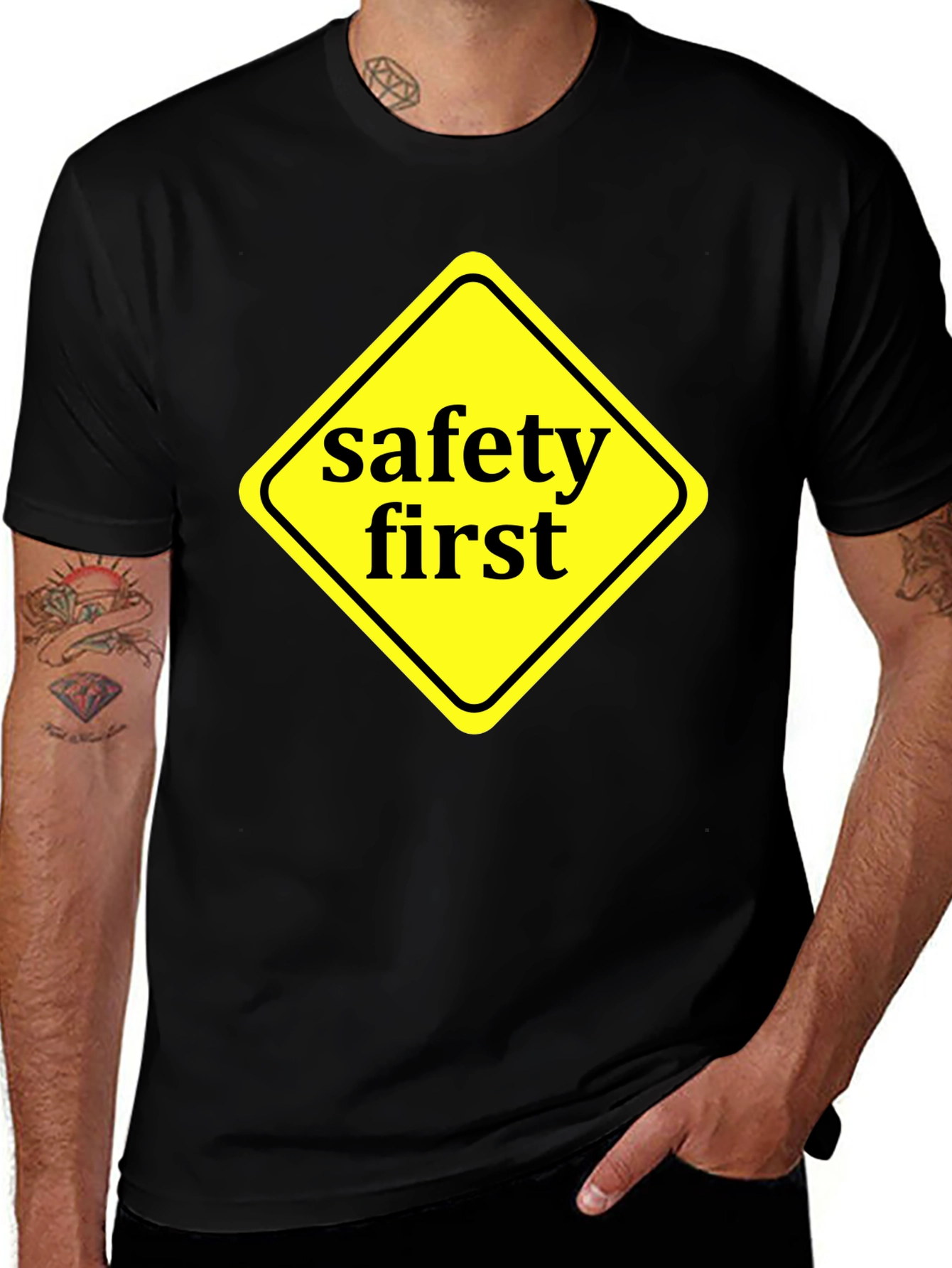 Variant 21 of Safety First Black T-Shirt