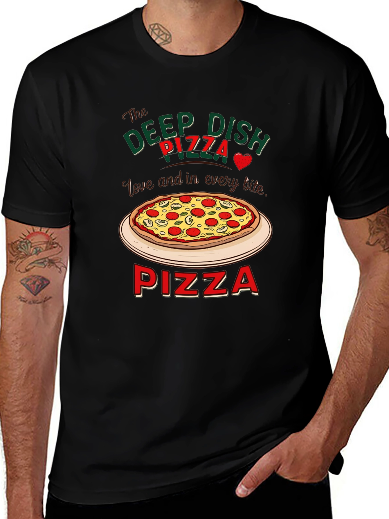 Variant 21 of Deep Dish Pizza Graphic T-Shirt - Foodie Apparel