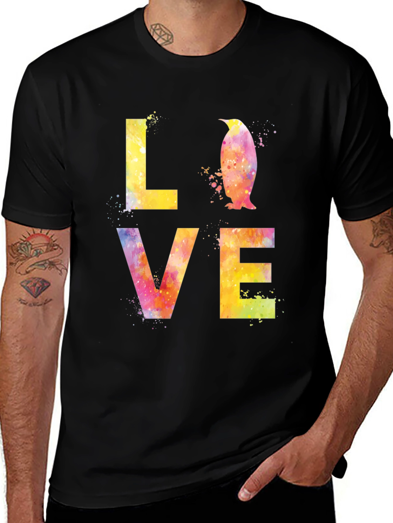 Variant 12 of Penguin Love Graphic Tee - Soft Black T-Shirt