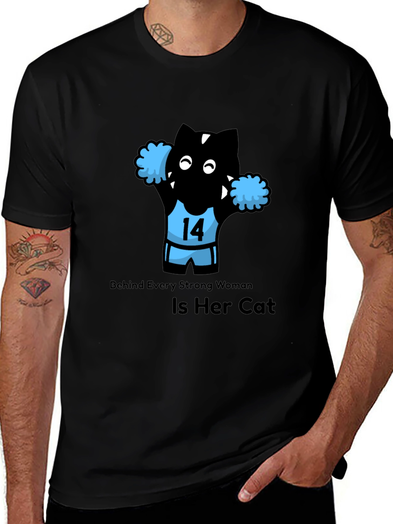 Variant 4 of Funny Cat Cheerleader T-Shirt - Strong Women Support Cats!