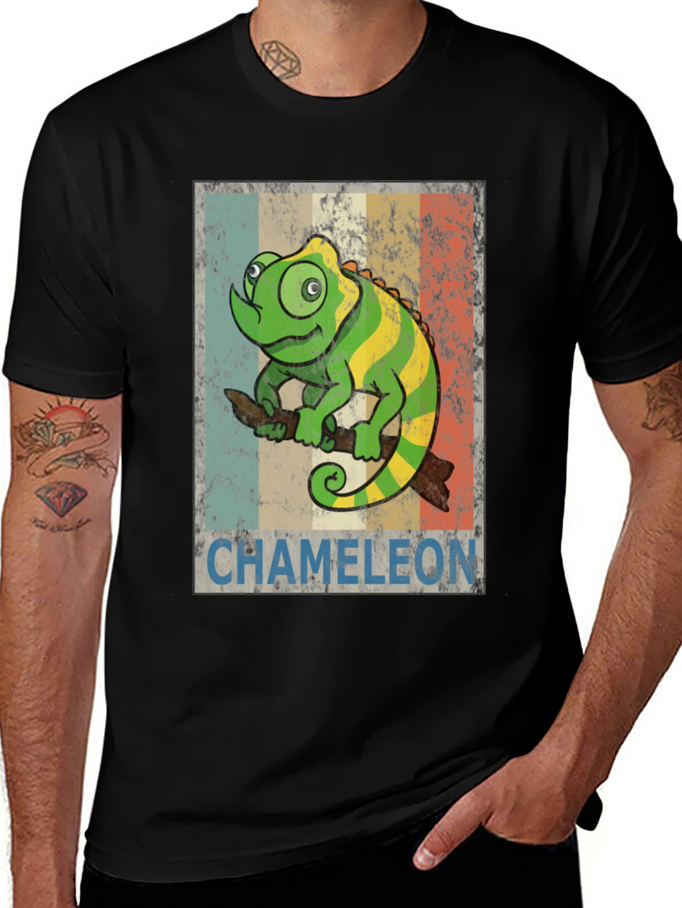 Variant 22 of Chameleon Graphic Print T-Shirt - Retro Style