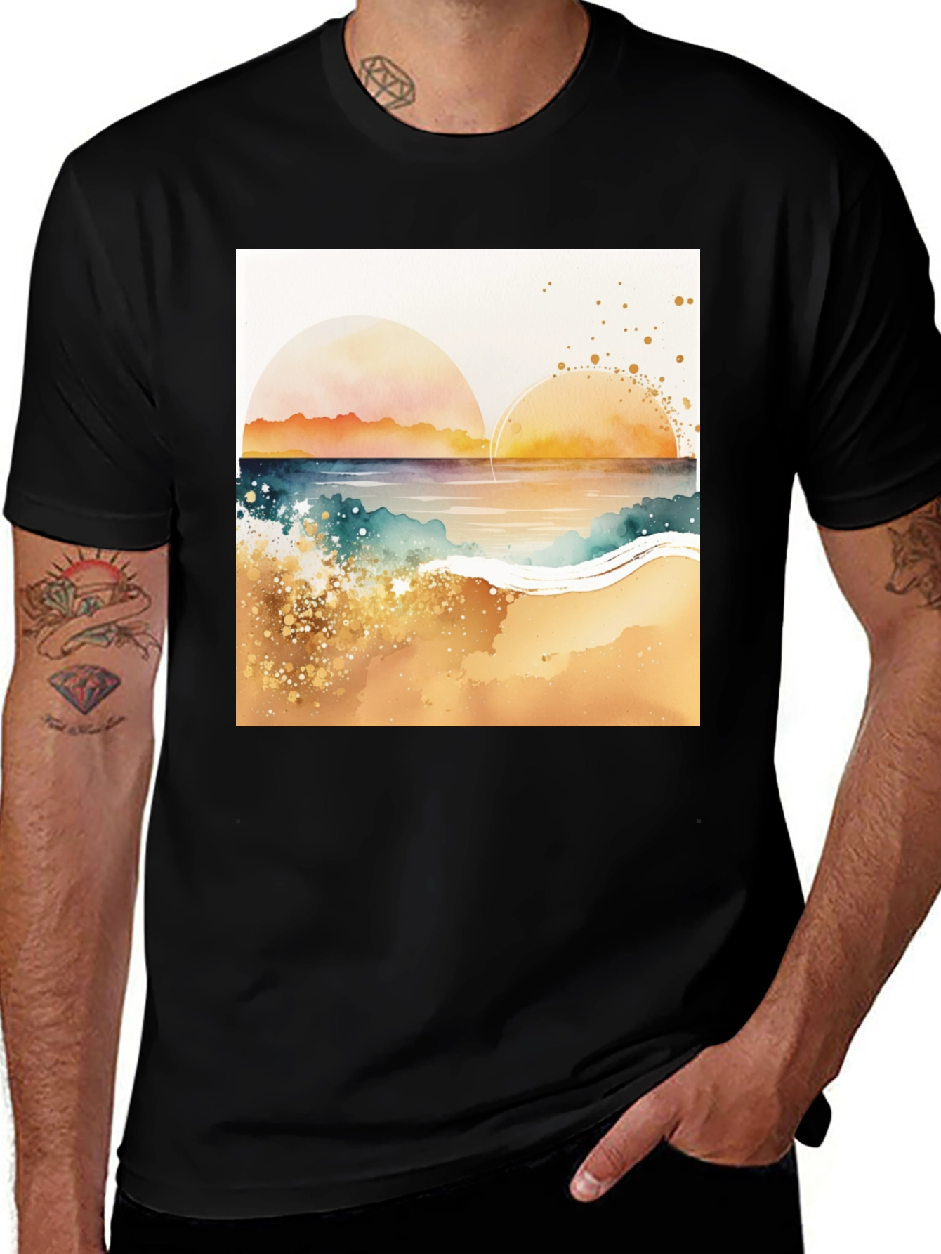 Variant 29 of Sunset Beach Watercolor Graphic Tee
