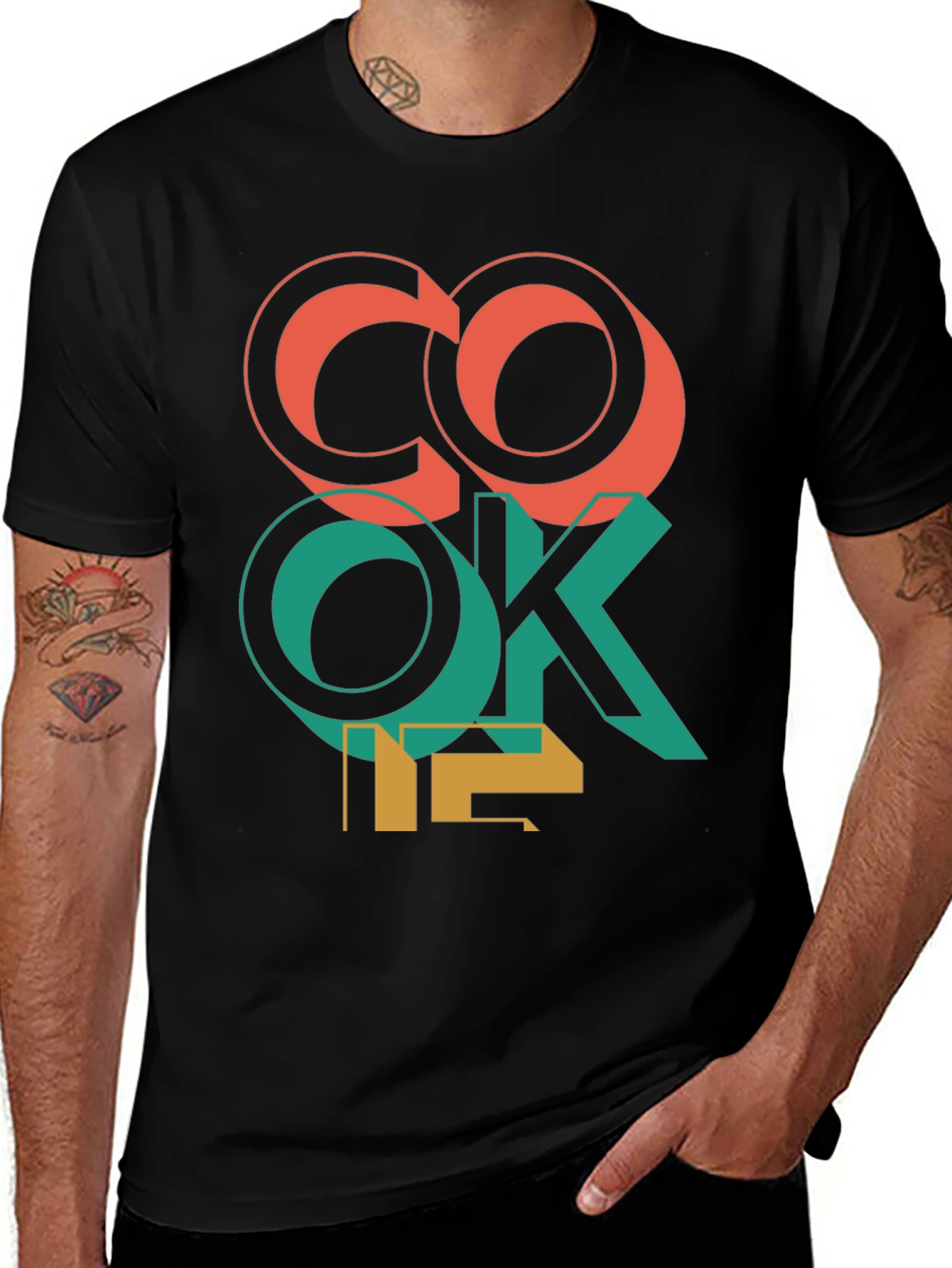 Variant 21 of Cool "Cook Me" Graphic Print Black T-Shirt
