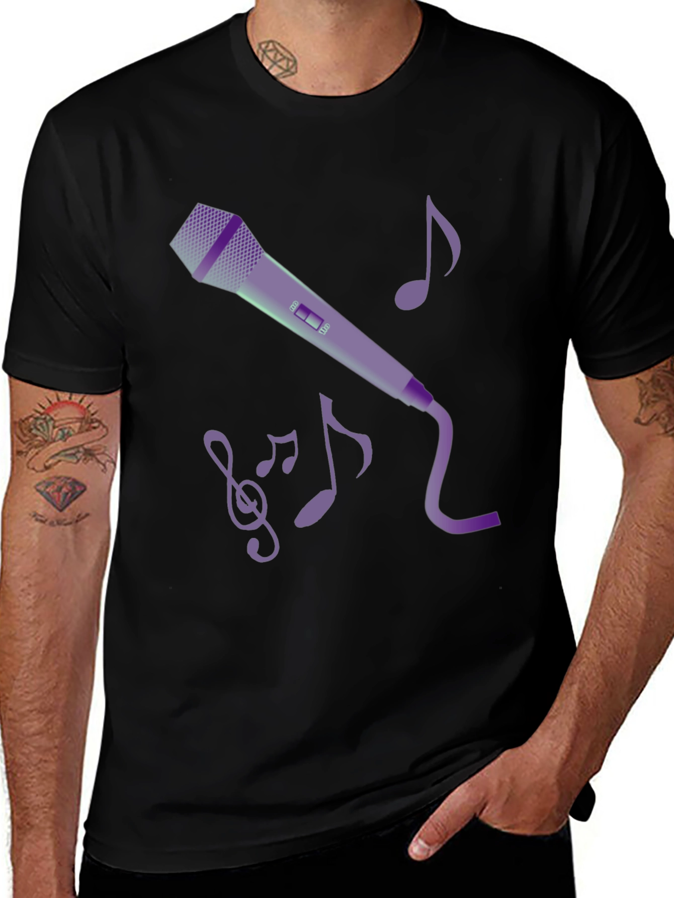 Variant 10 of Music Lover's Graphic Tee: Microphone & Notes