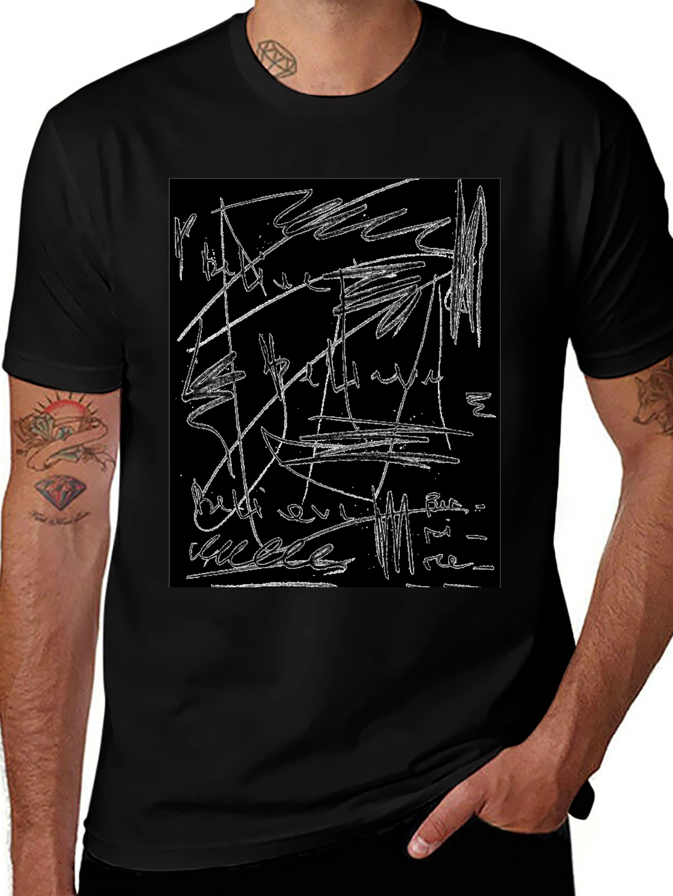 Variant 7 of Abstract Scribble Graphic Black T-Shirt